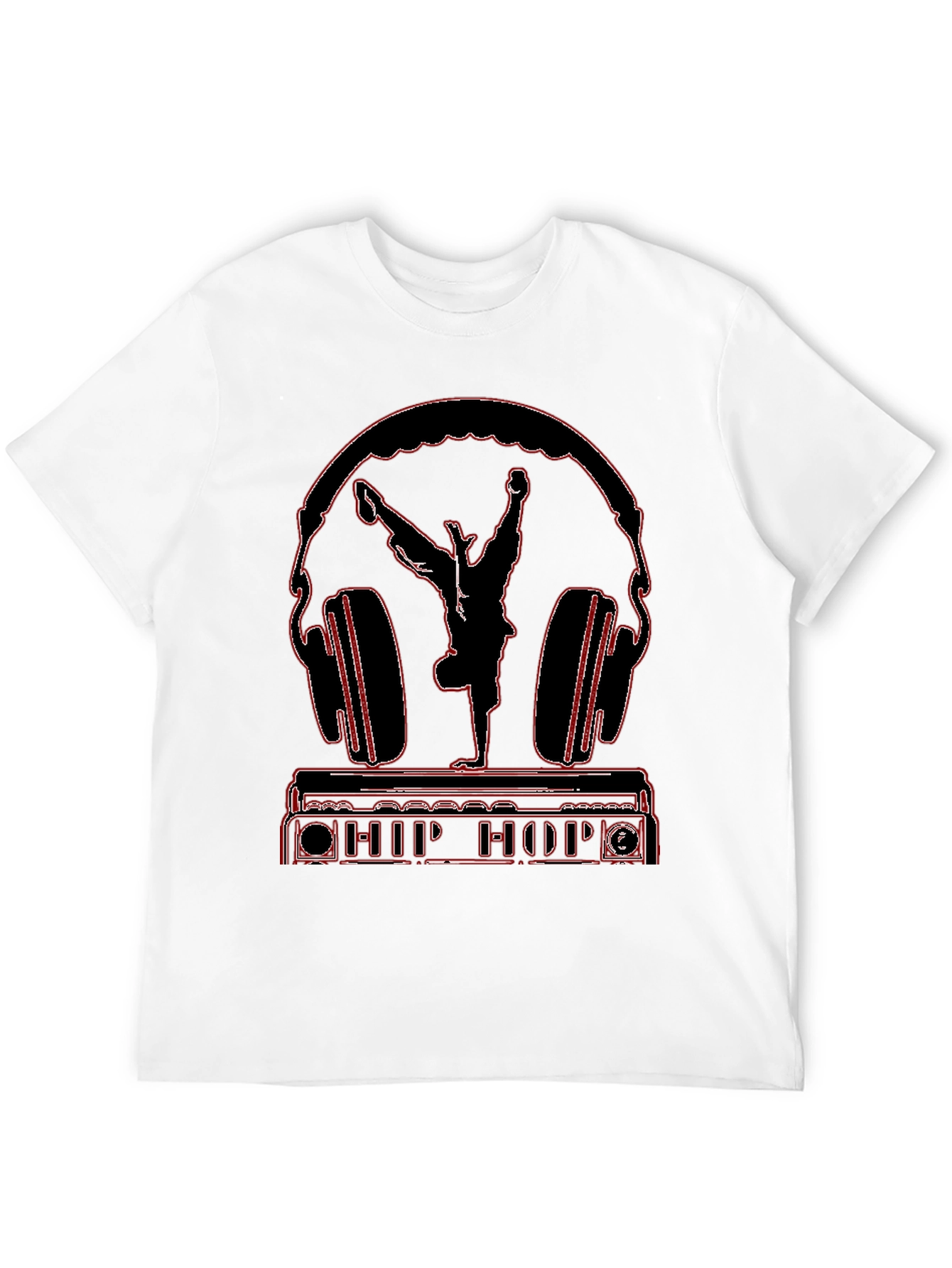 Black Hip Hop Headphones Graphic Tee view 12