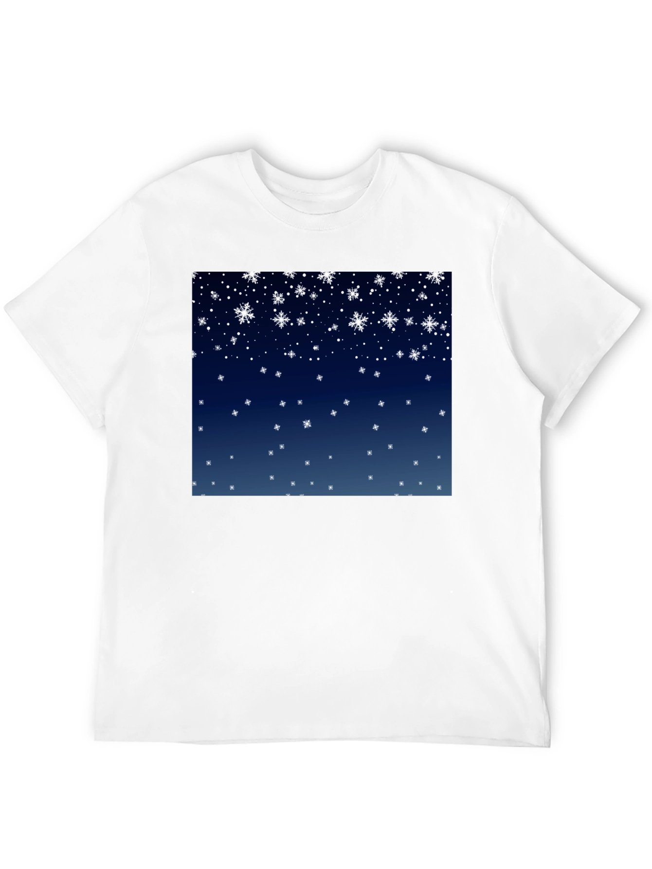 Black Snowflake Pattern T-Shirt - Winter Holiday Apparel view 12