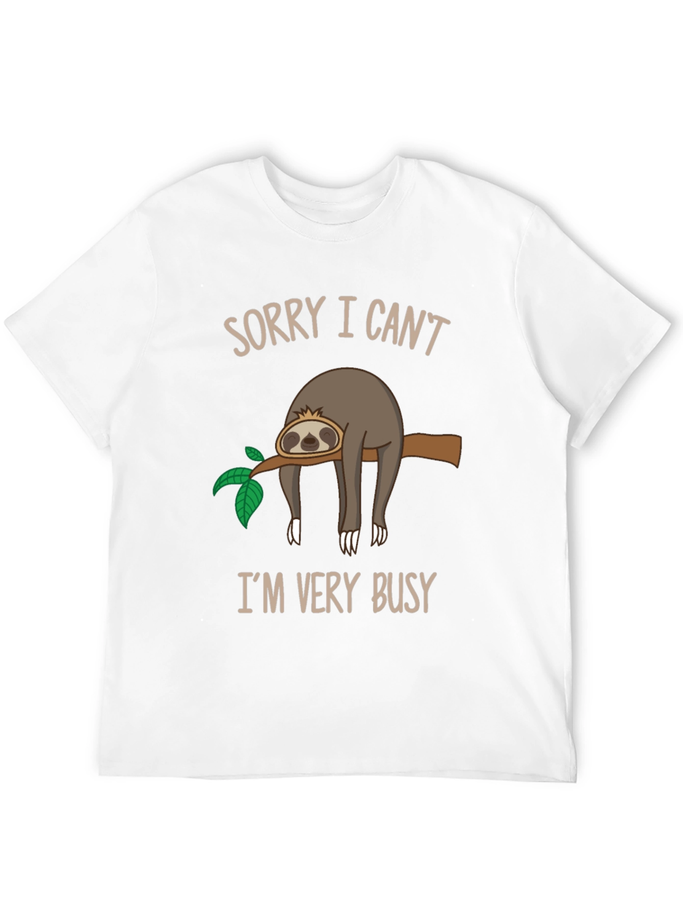 Black Funny Sloth Graphic T-Shirt - Sorry I Can't, I'm Very Busy view 12
