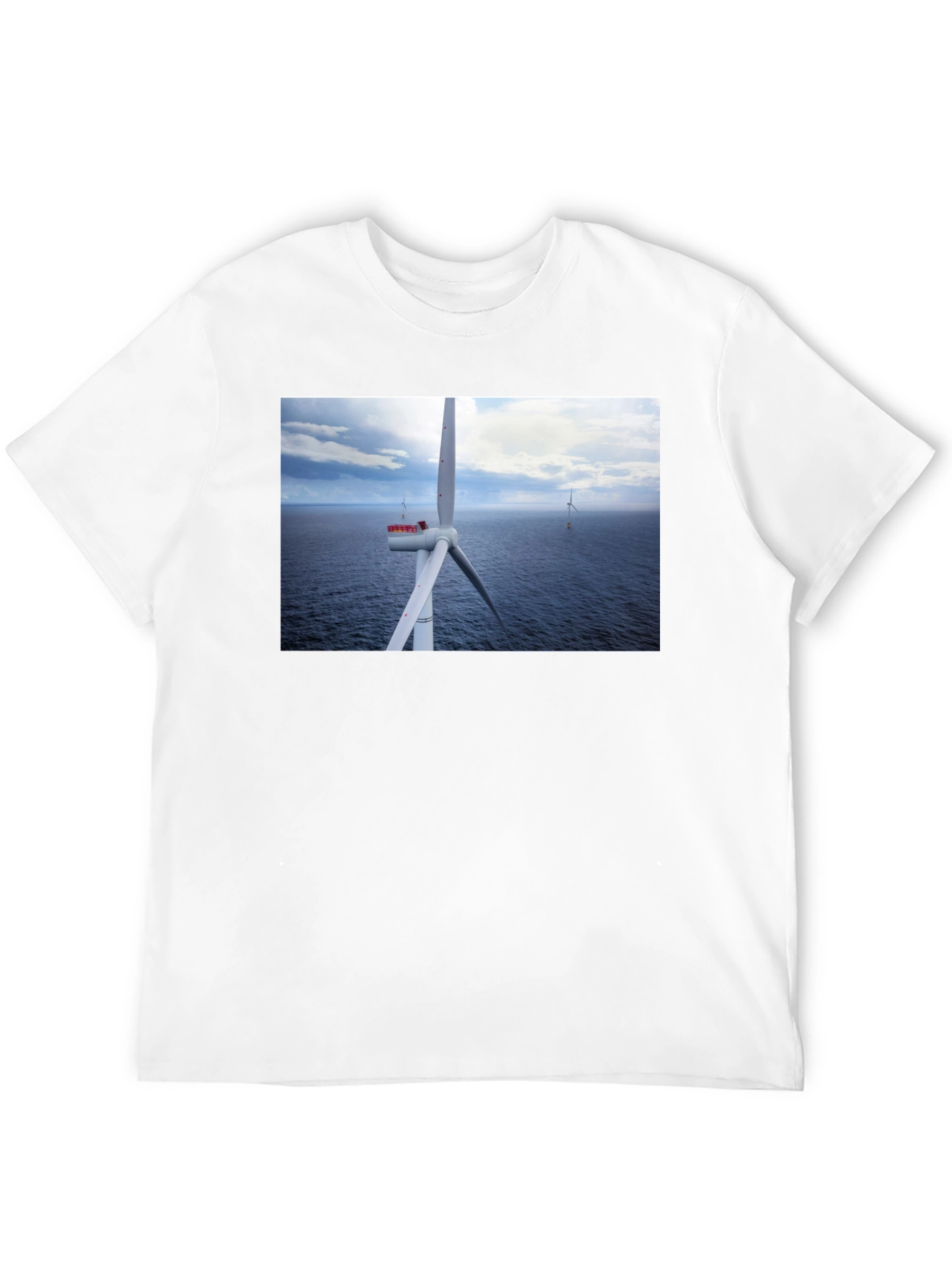 Black Wind Turbine Ocean Graphic T-Shirt view 12