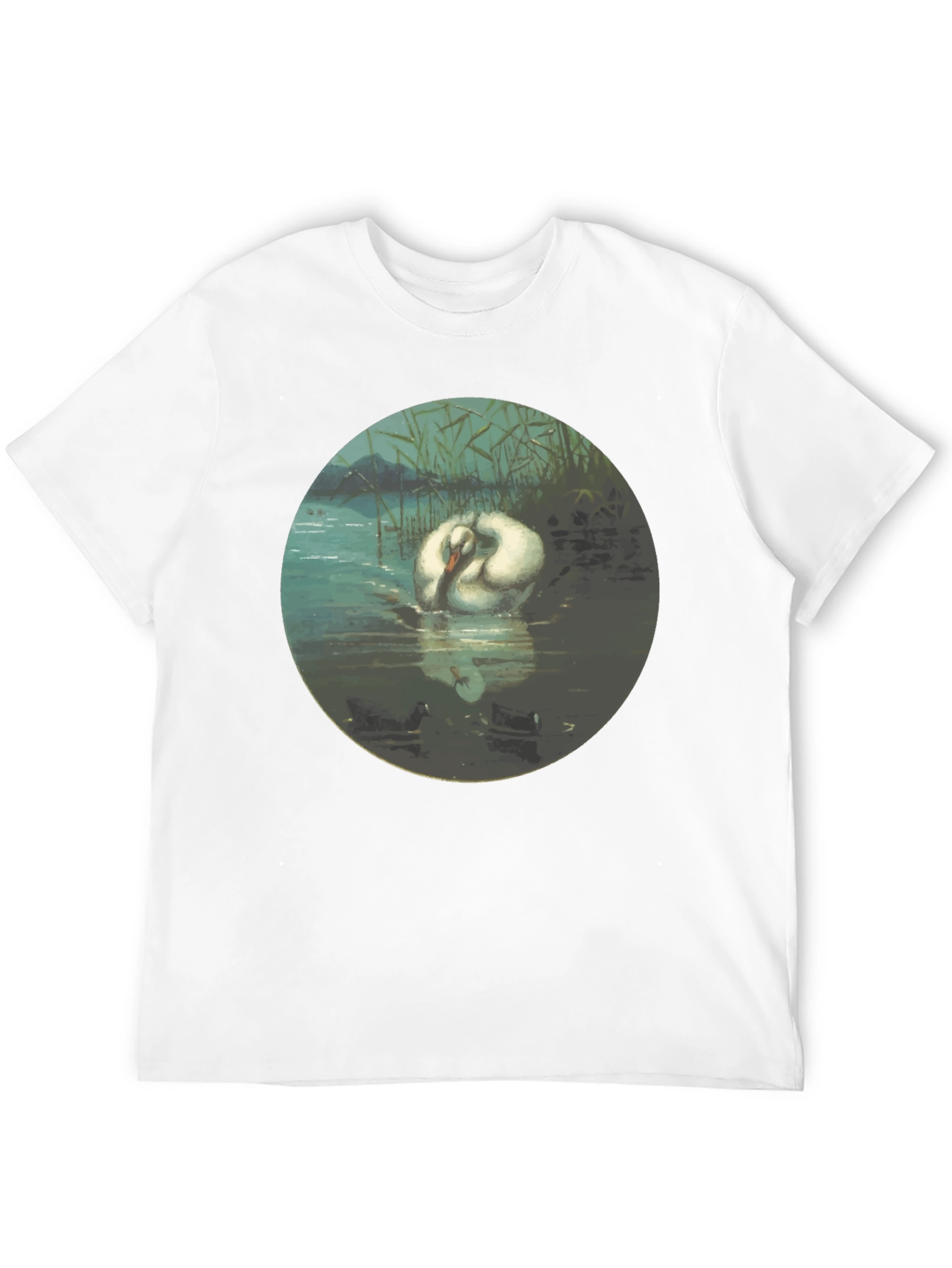 Black Swan Art T-Shirt - Elegant Aquatic Bird Design view 12