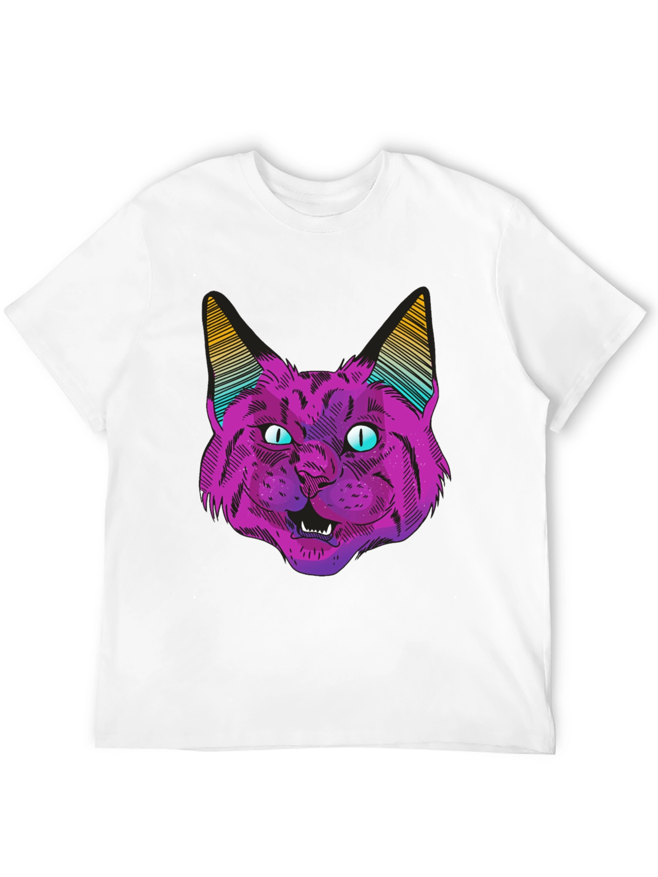 Black Psychedelic Cat Graphic T-Shirt view 12