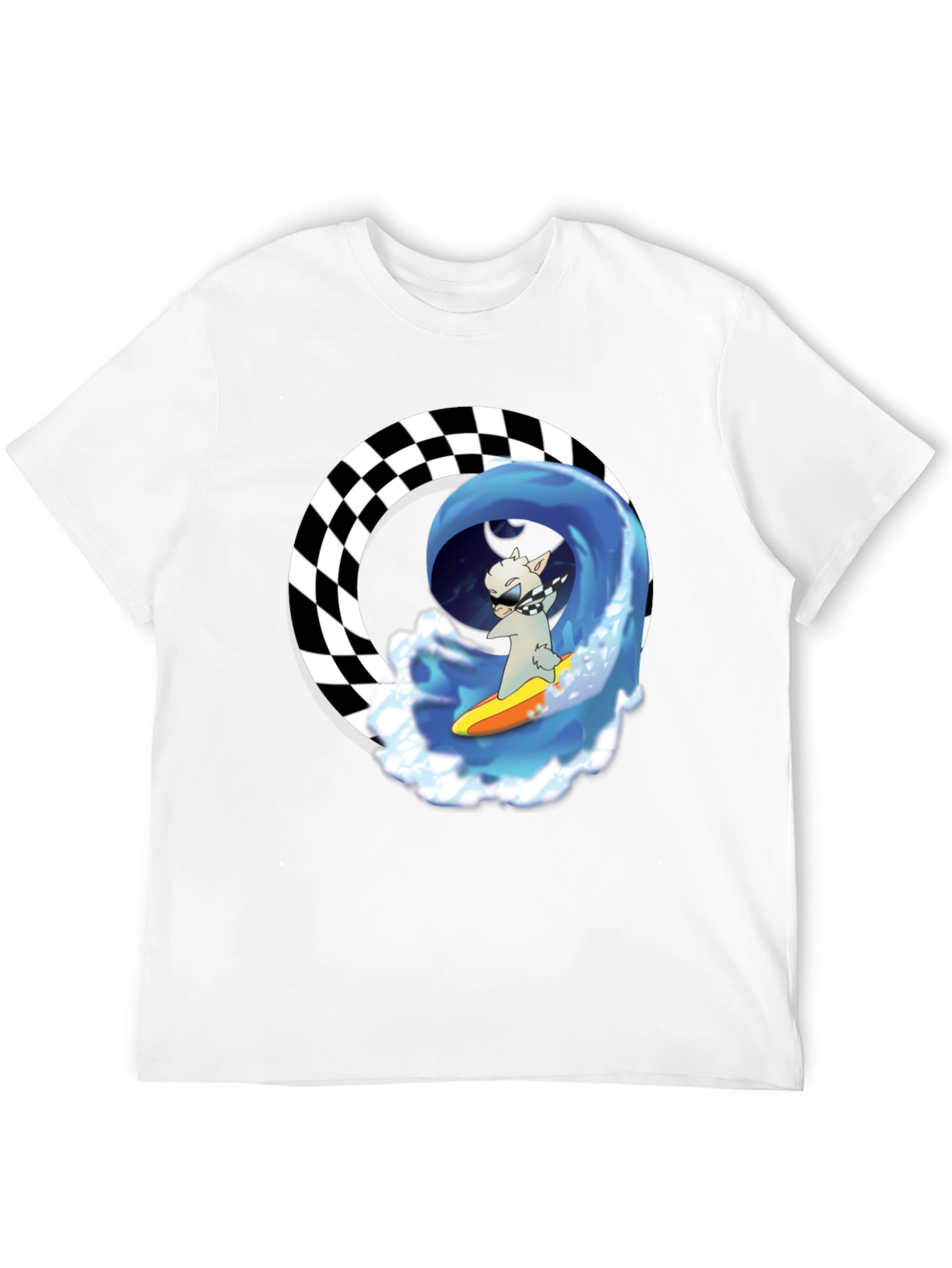 Black Surfing Llama Graphic Tee - Cool Black T-Shirt view 12