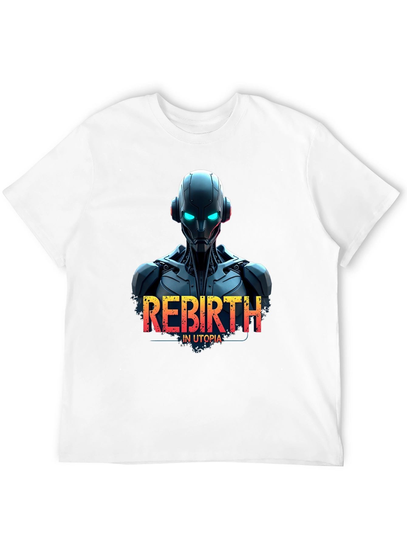 Black Rebirth in Utopia Robot T-Shirt - Sci-Fi Style view 12