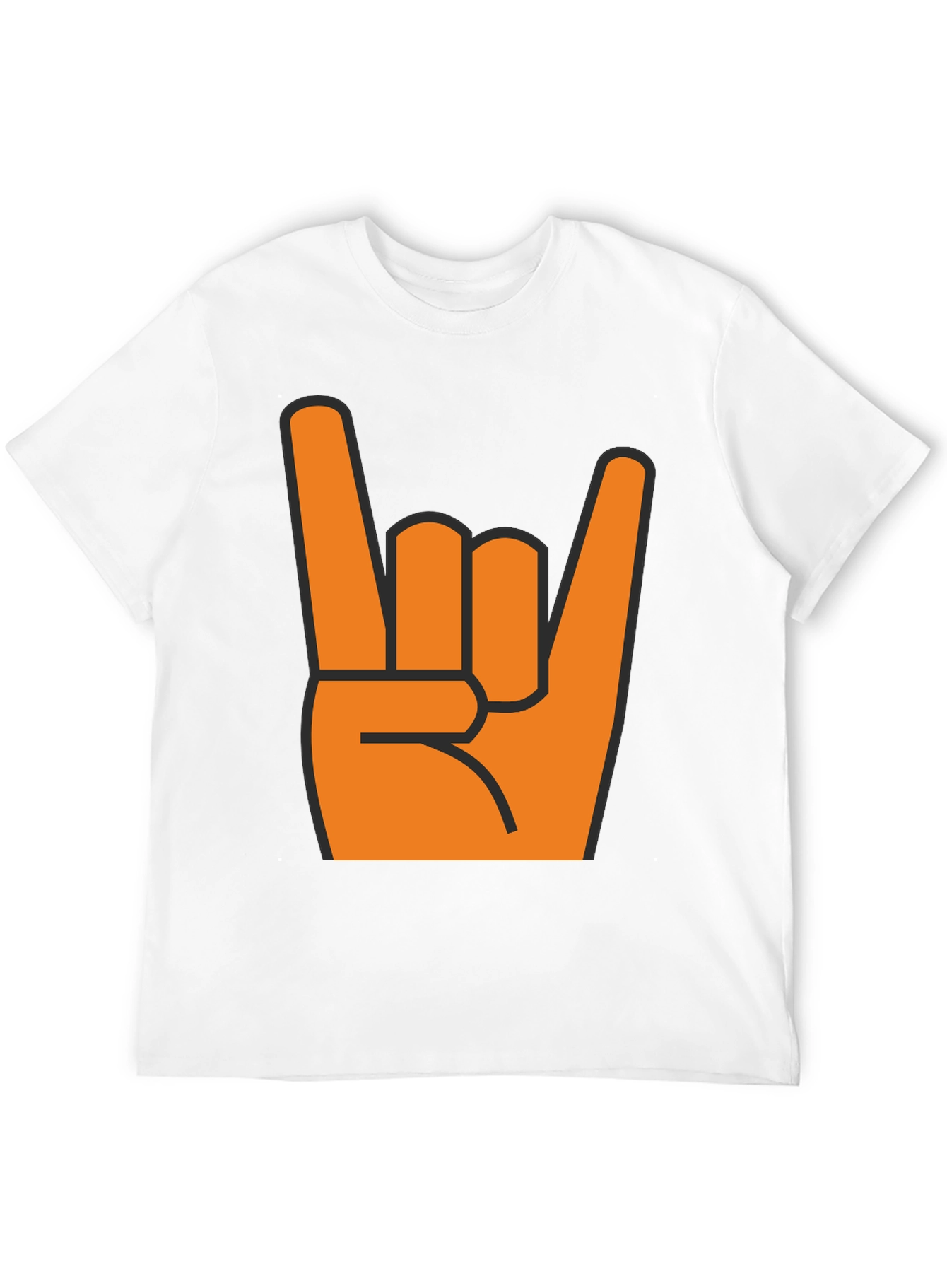 Black Rock On T-Shirt - Bold Orange Hand Graphic view 12