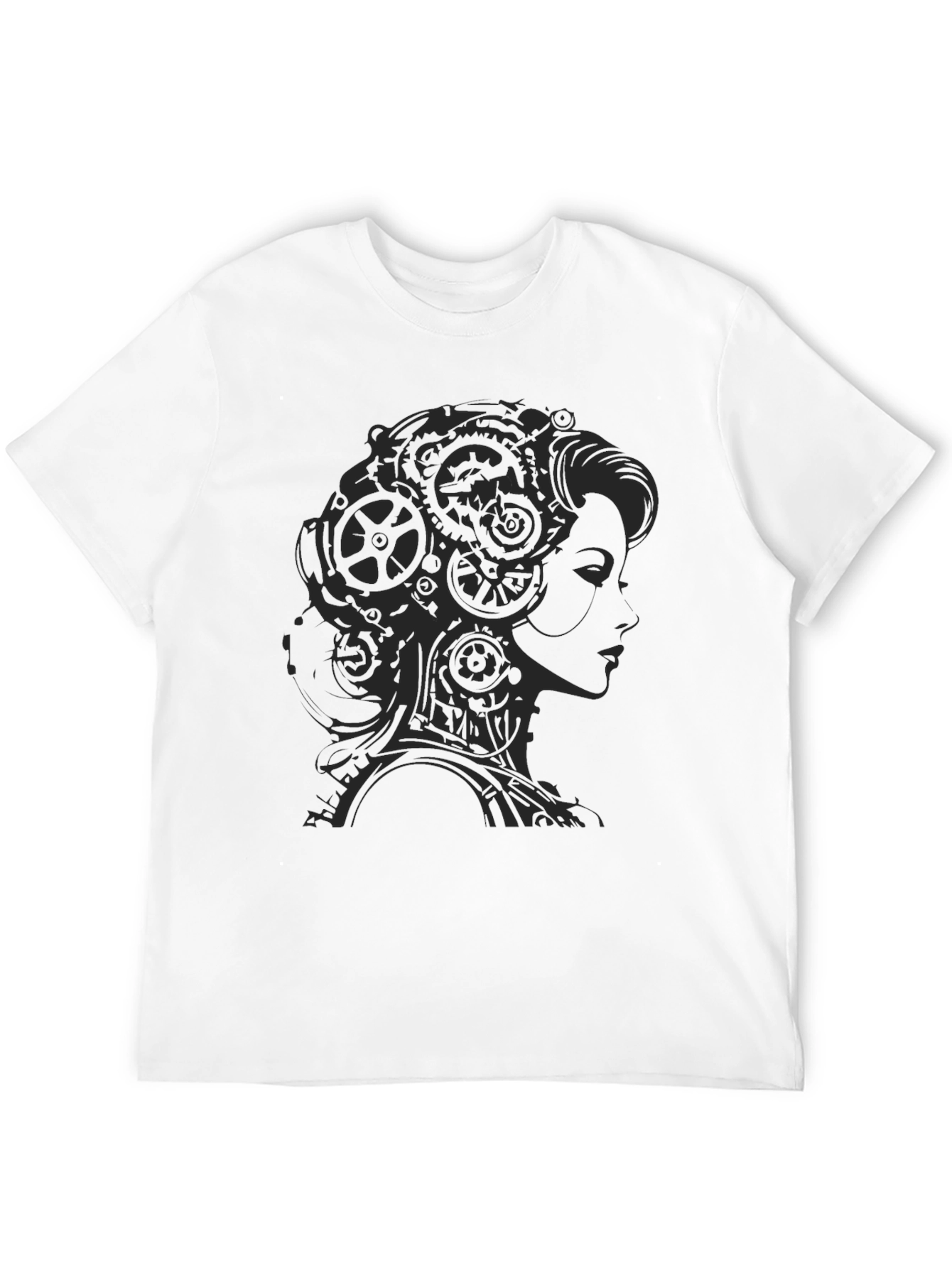 Black Steampunk Lady Graphic T-Shirt - Black view 12