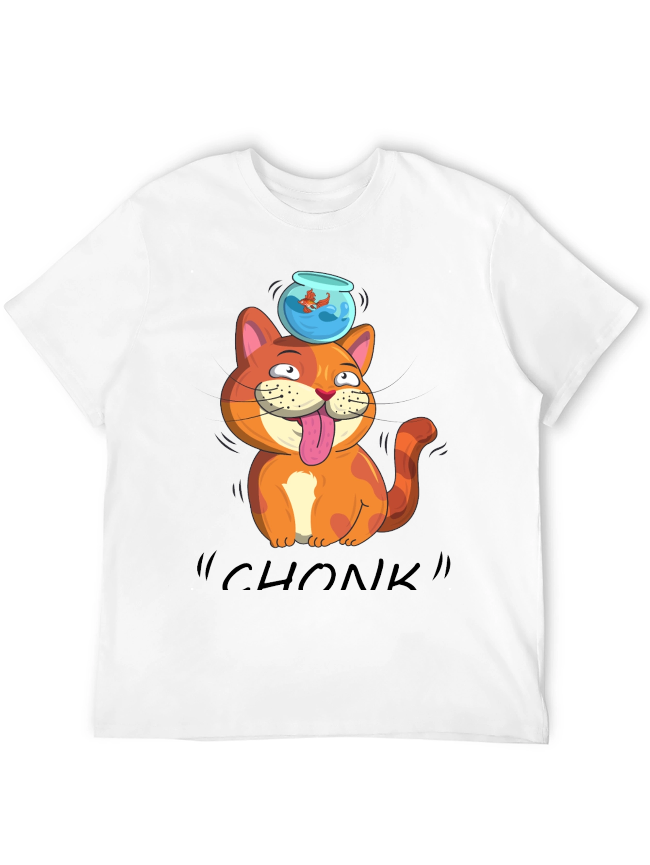 Black Chonk Cat Goldfish T-Shirt view 12