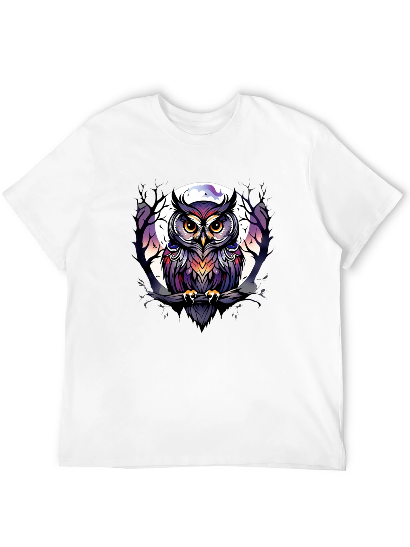 Black Owl T-Shirt: Moonlit Perch Design view 12