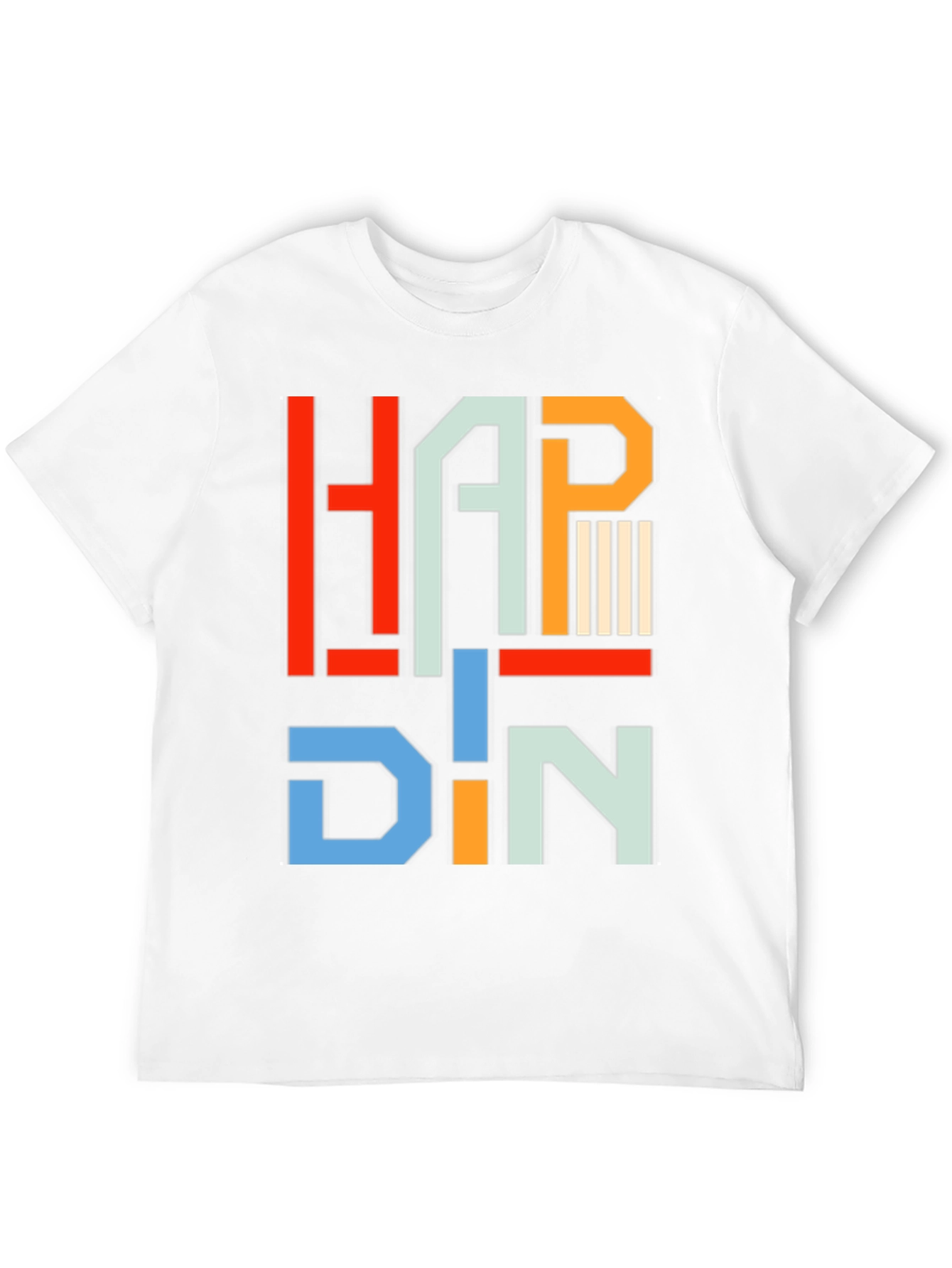 Black HAPP DIN T-Shirt - Geometric Letter Graphic Tee view 12