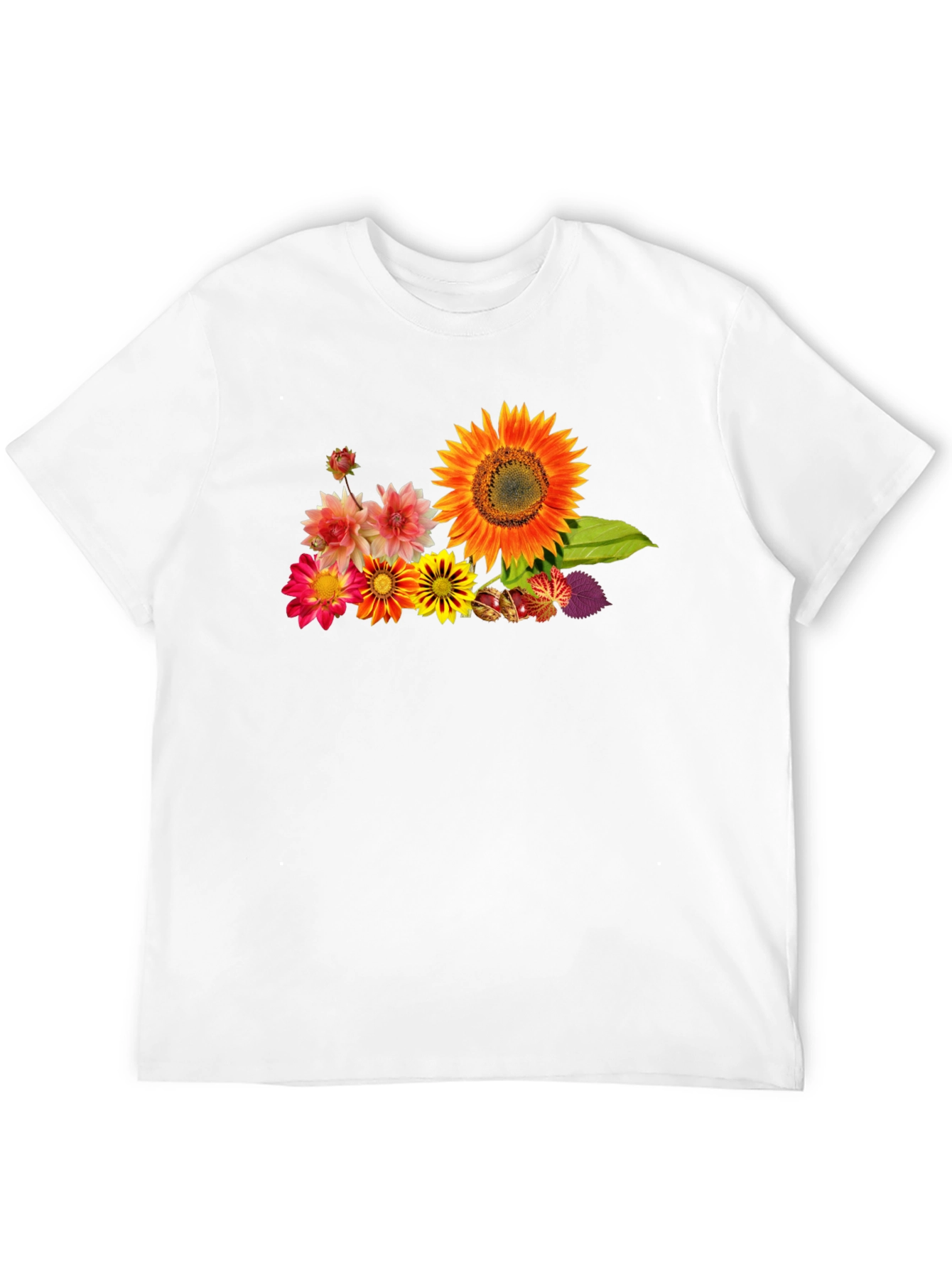 Black Floral Print Black Cotton T-Shirt view 12