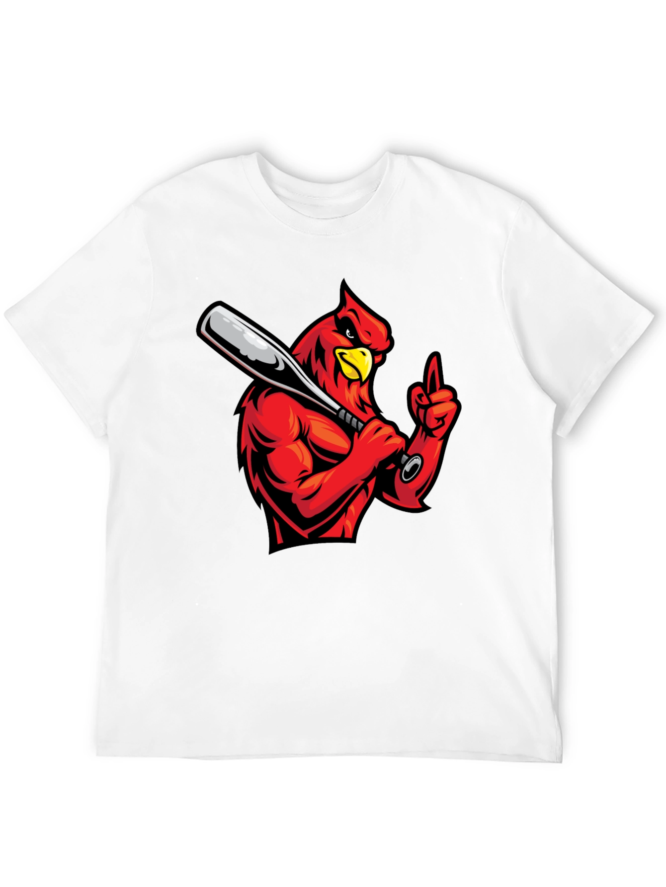 Black Cardinal Baseball T-Shirt - Black Cotton Tee view 12