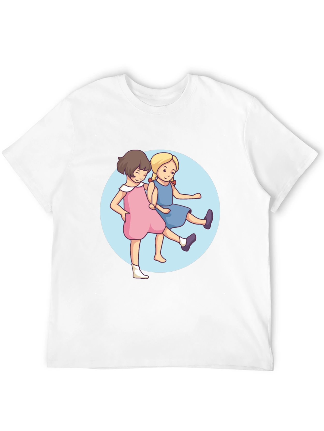 Black Cute Cartoon Twins Black T-Shirt view 12