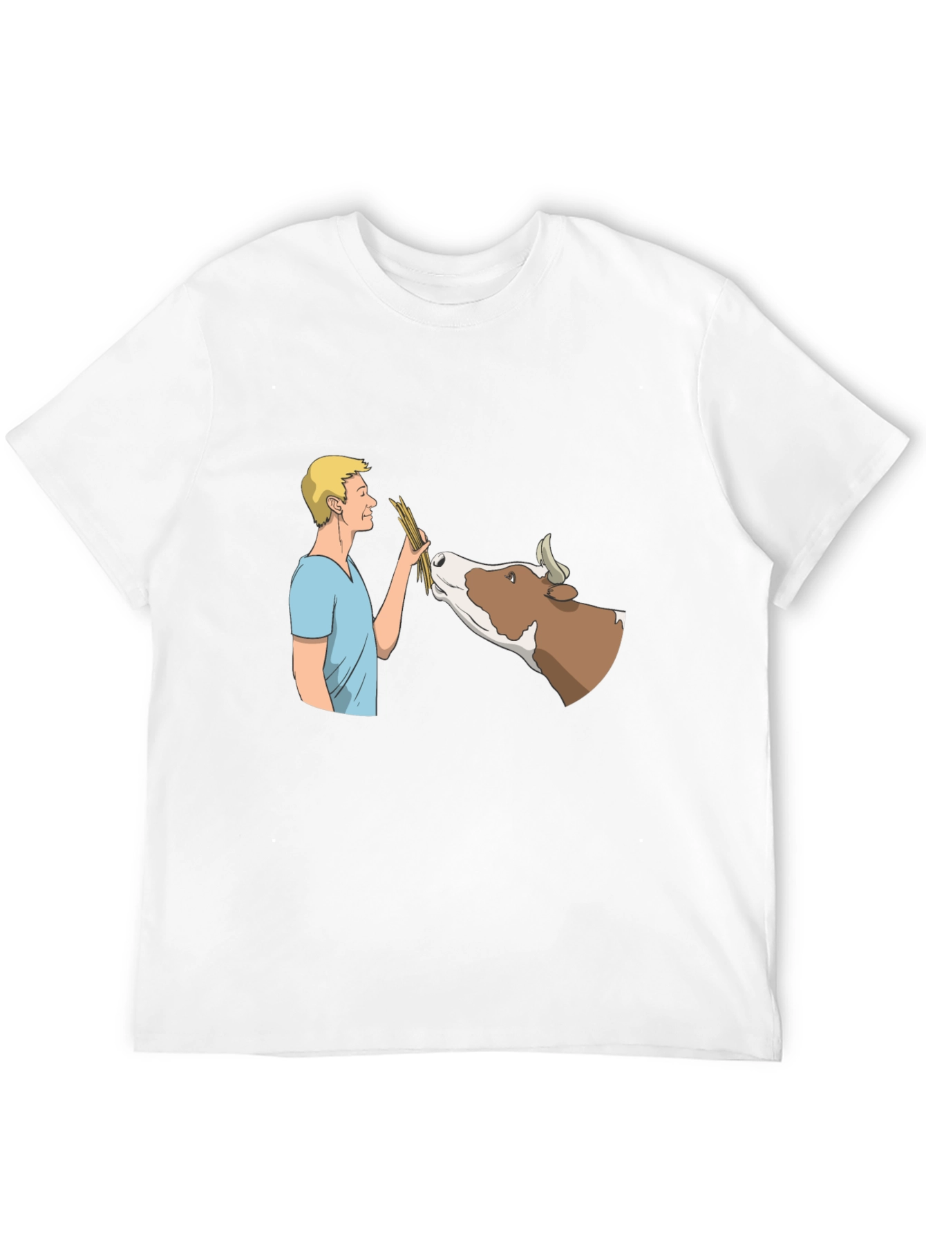Black Man Feeding Cow Graphic Black T-Shirt view 12