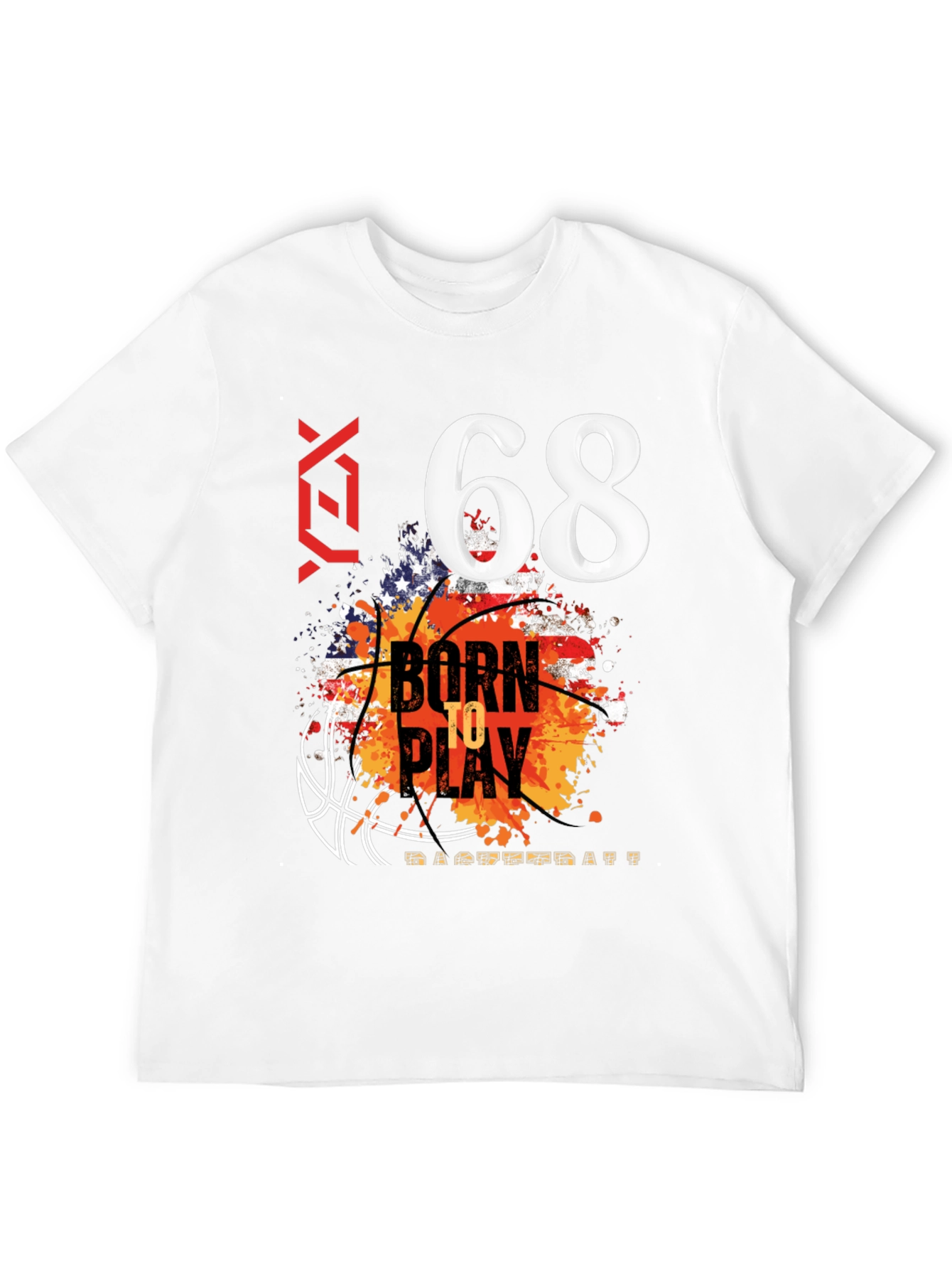 Black Born to Play Basketball T-Shirt - Number 68 view 12