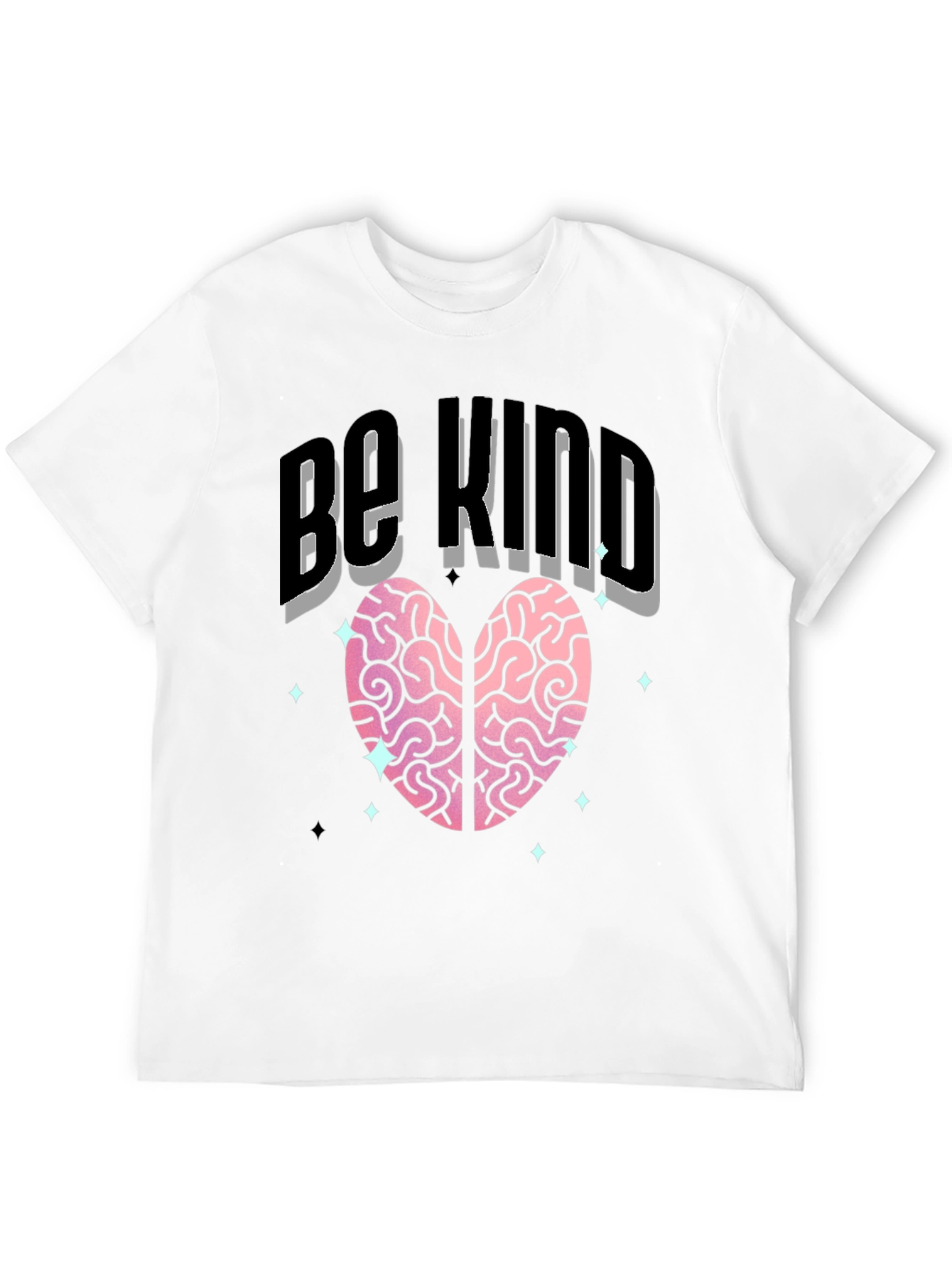 Black Be Kind Heart Brain T-Shirt - Soft Cotton Blend view 12