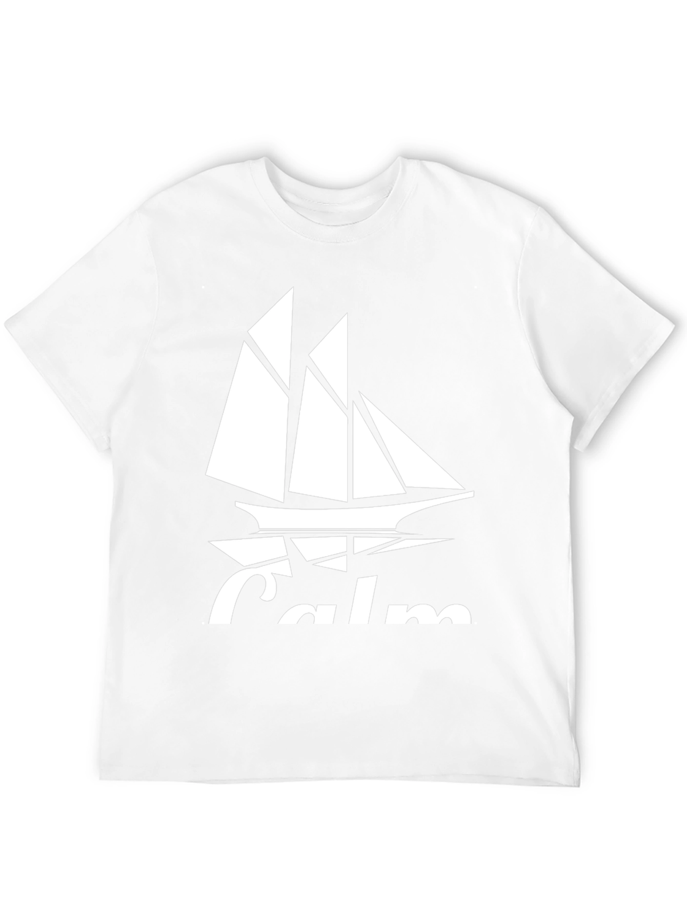 Black Calm Sailing Boat Graphic T-Shirt - Black Cotton Crew Neck view 12