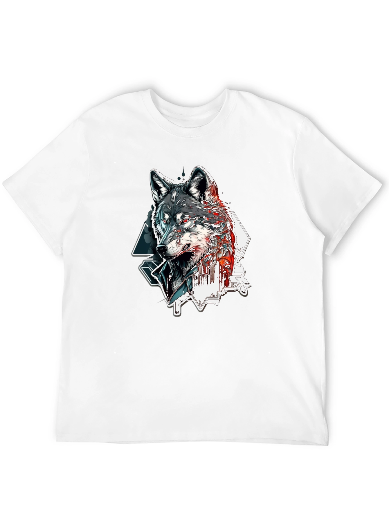 Black Wolf Graphic Print Black T-Shirt view 12