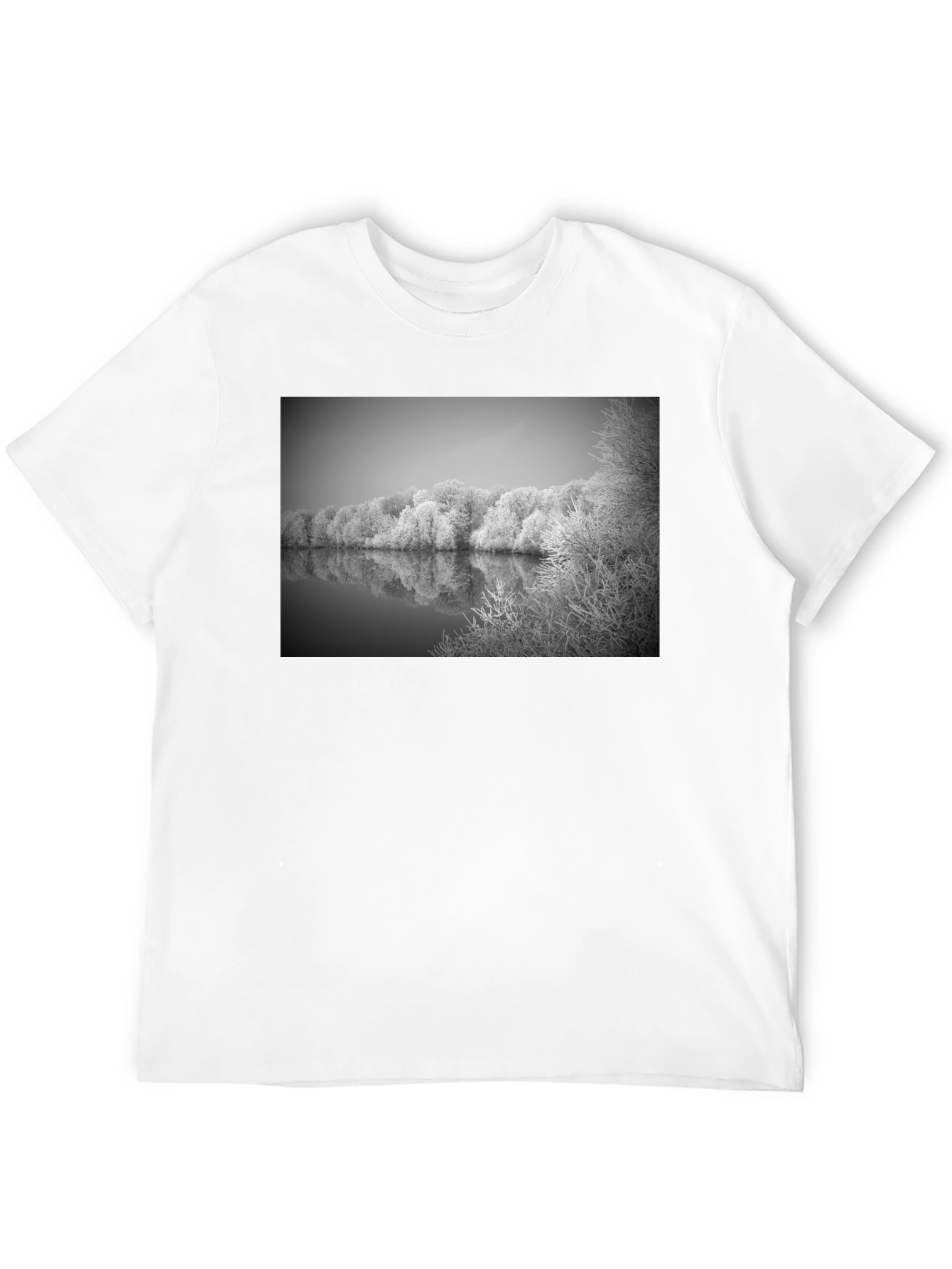 Black Black T-Shirt with Winter Lake Graphic view 12