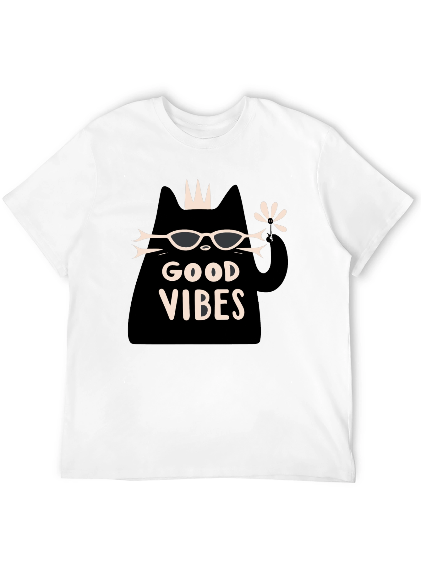 Black Good Vibes Cat Graphic T-Shirt - Black view 12