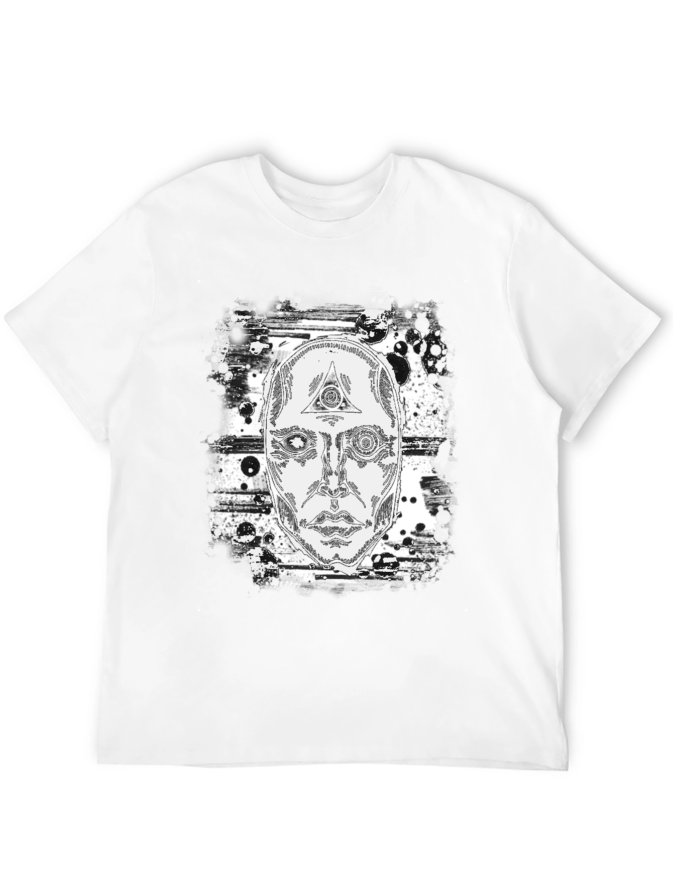 Black Abstract Face Graphic Print Black T-Shirt view 12