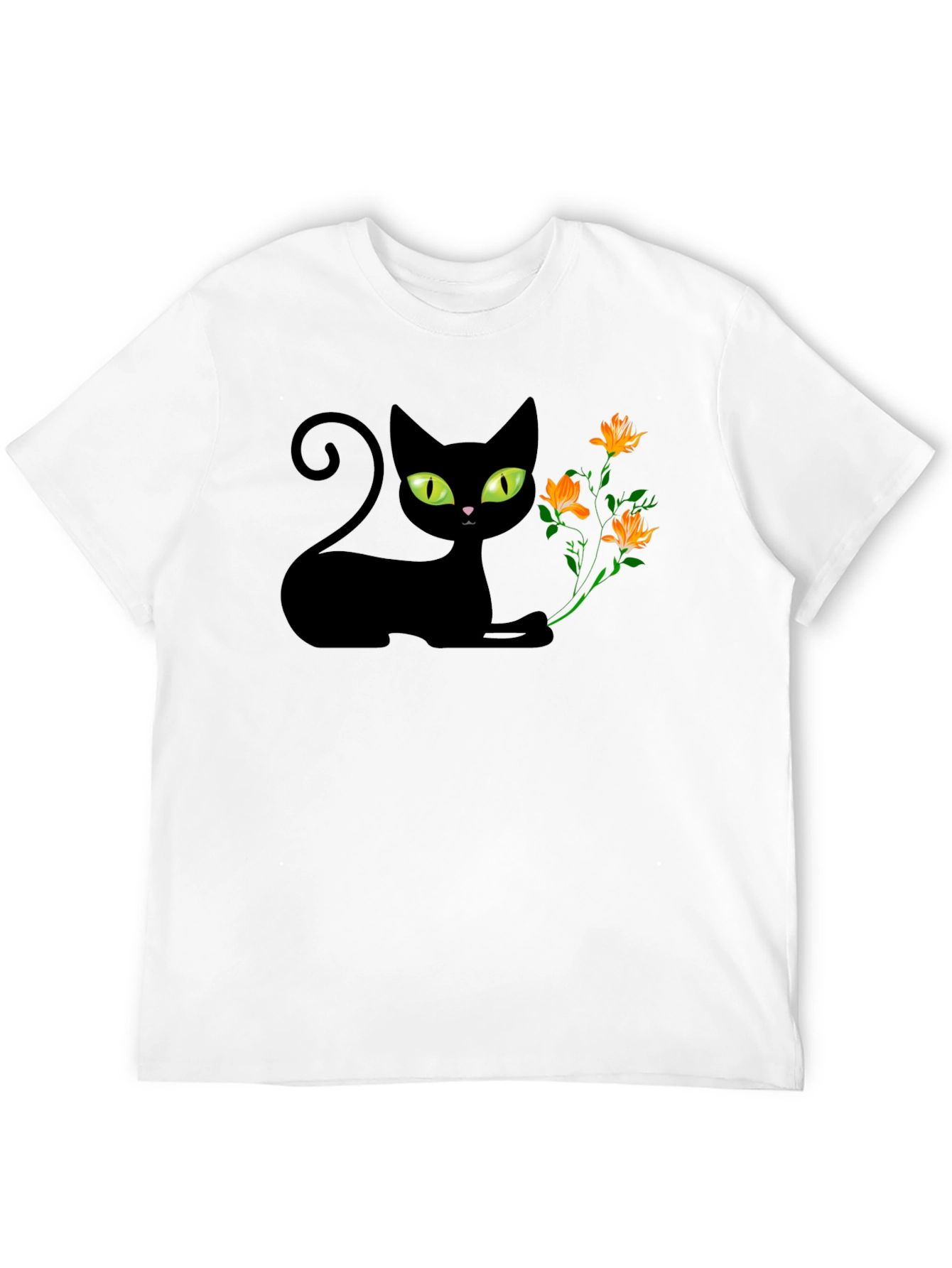 Black Black Cat & Flowers Graphic Tee - Soft Cotton Comfort view 12