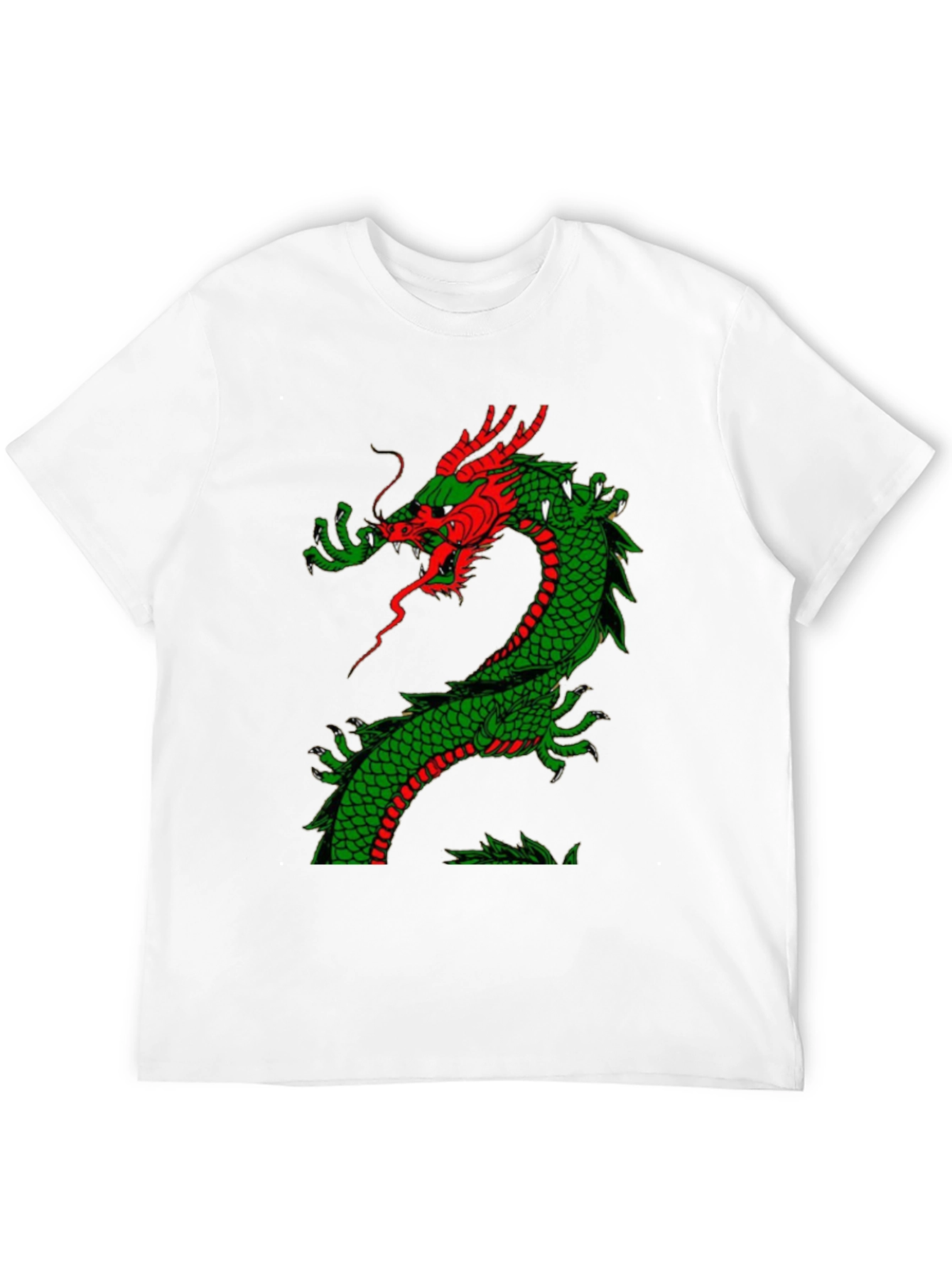 Black Dragon Graphic Tee - Red and Green Dragon Design view 12