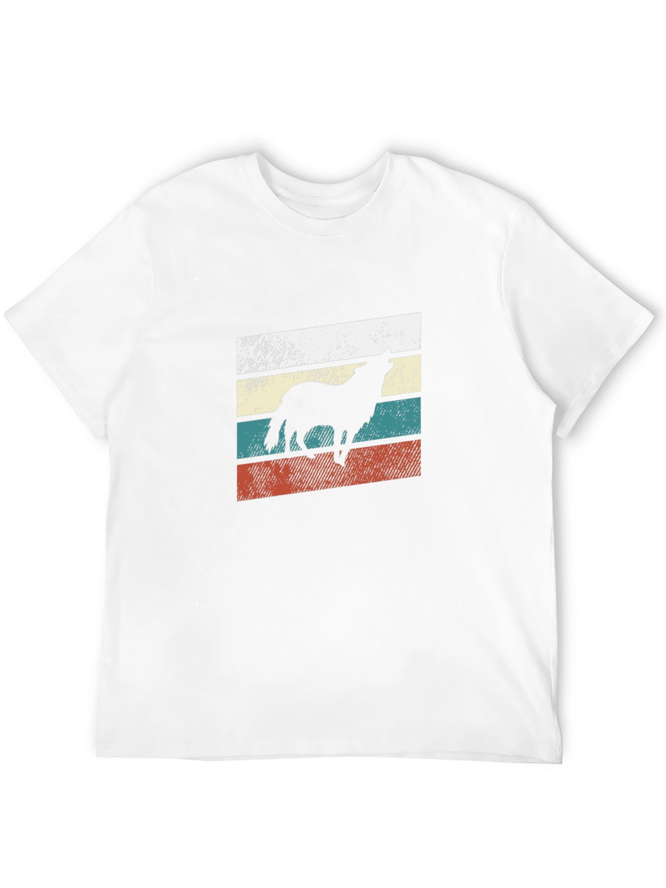 Black Retro Wolf Graphic Tee - Black Cotton Blend view 12