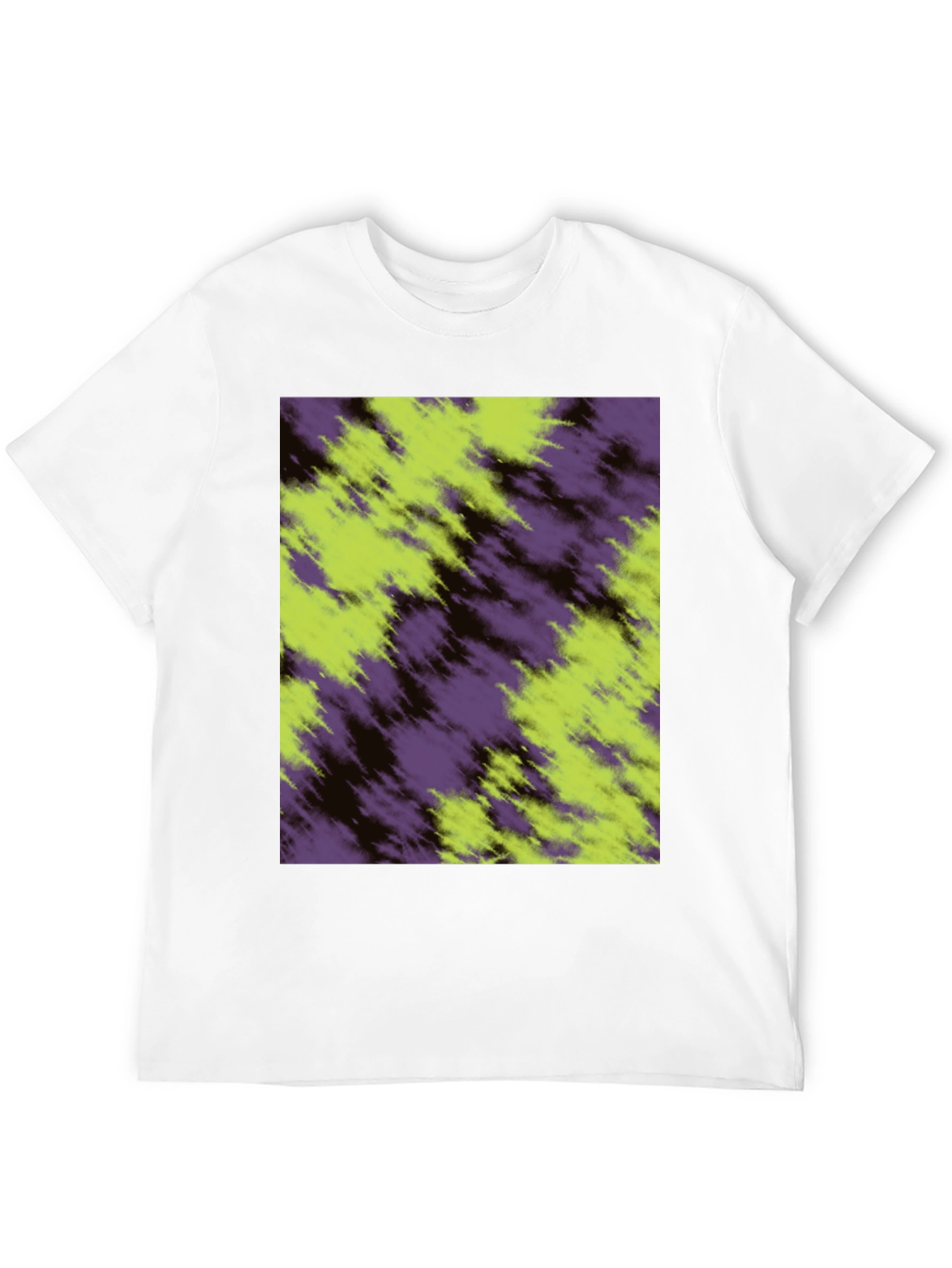 Black Abstract Purple & Green Tee - Casual Style view 12