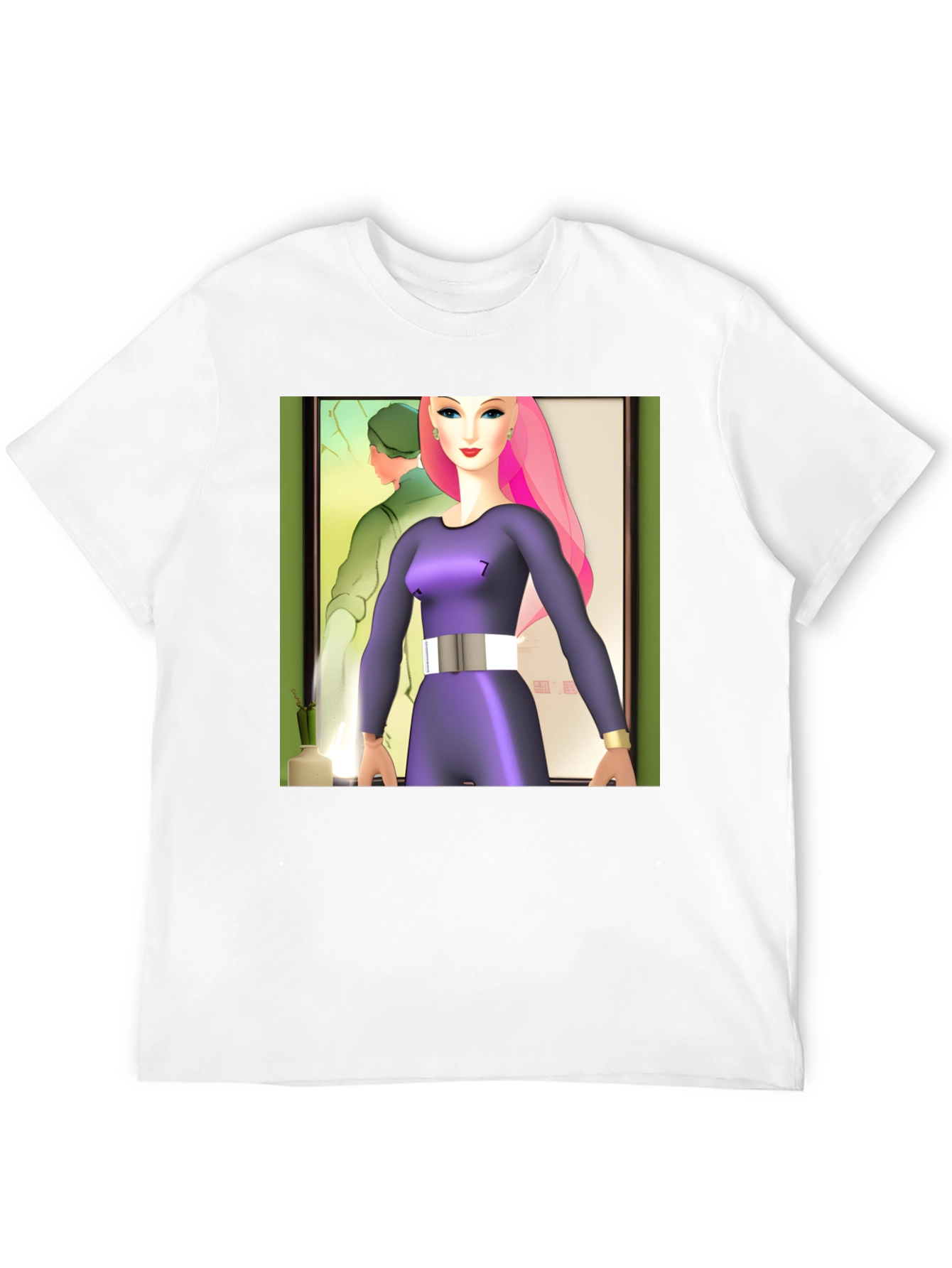 Black Abstract Art T-Shirt: Retro-Futuristic Style view 12