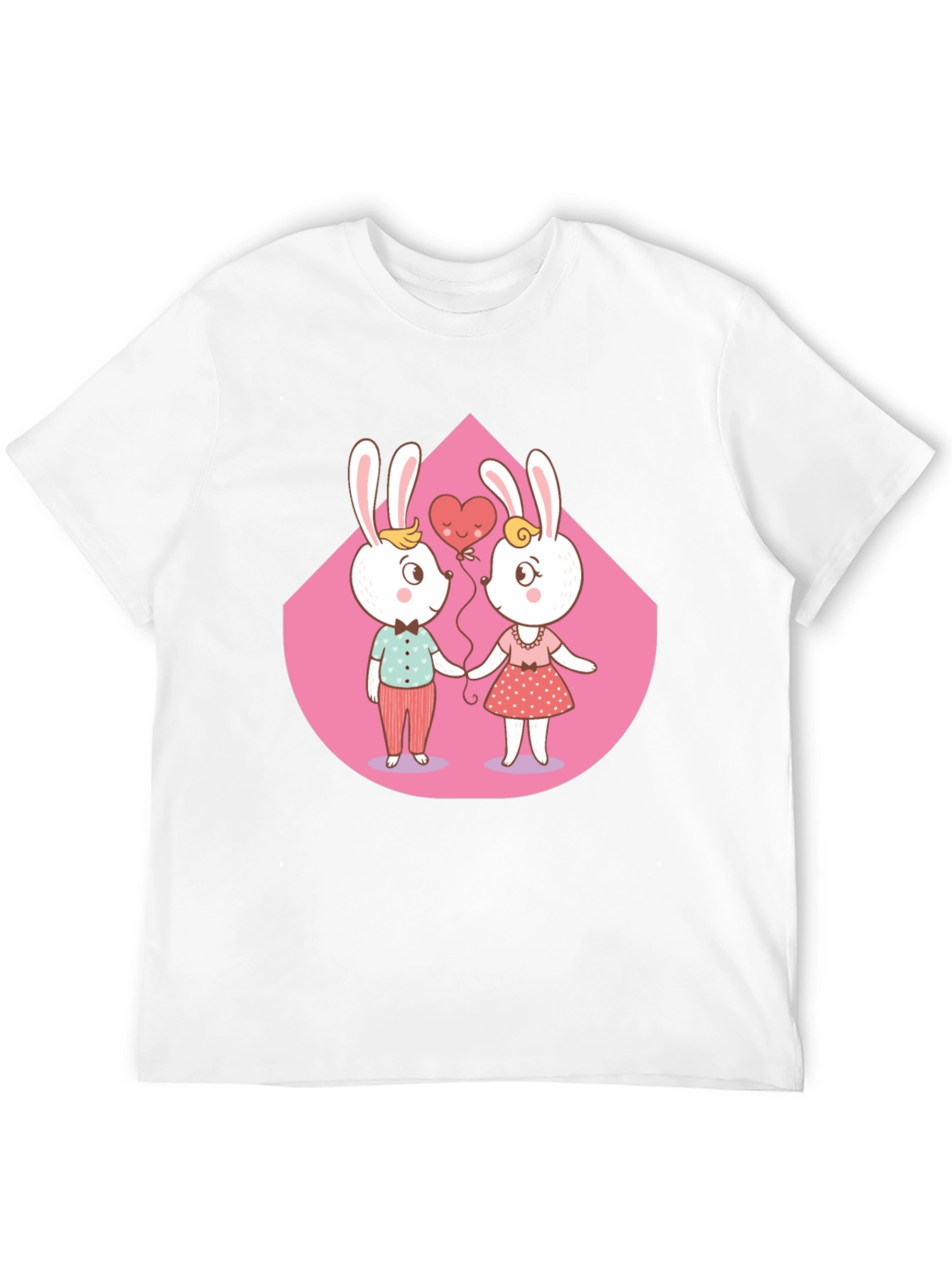 Black Cute Cartoon Bunny Couple T-Shirt view 12