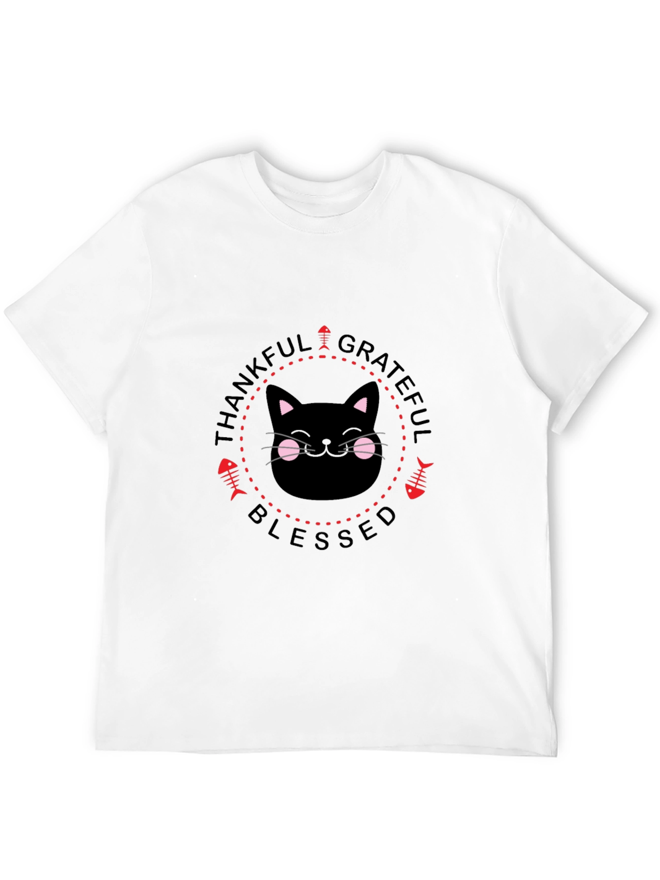 Black Thankful Grateful Blessed Cat T-Shirt view 12
