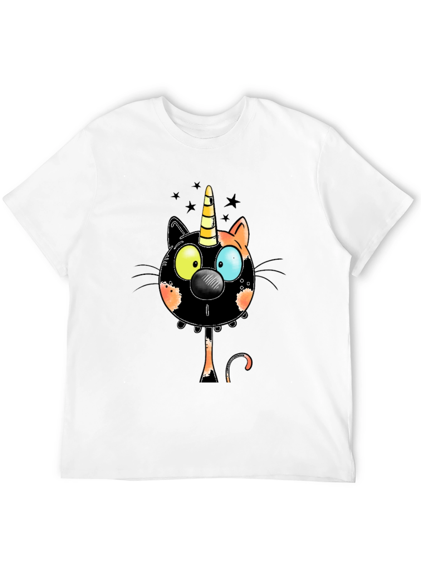 Black Unicorn Cat T-Shirt - Black Cotton Blend Novelty Tee view 12
