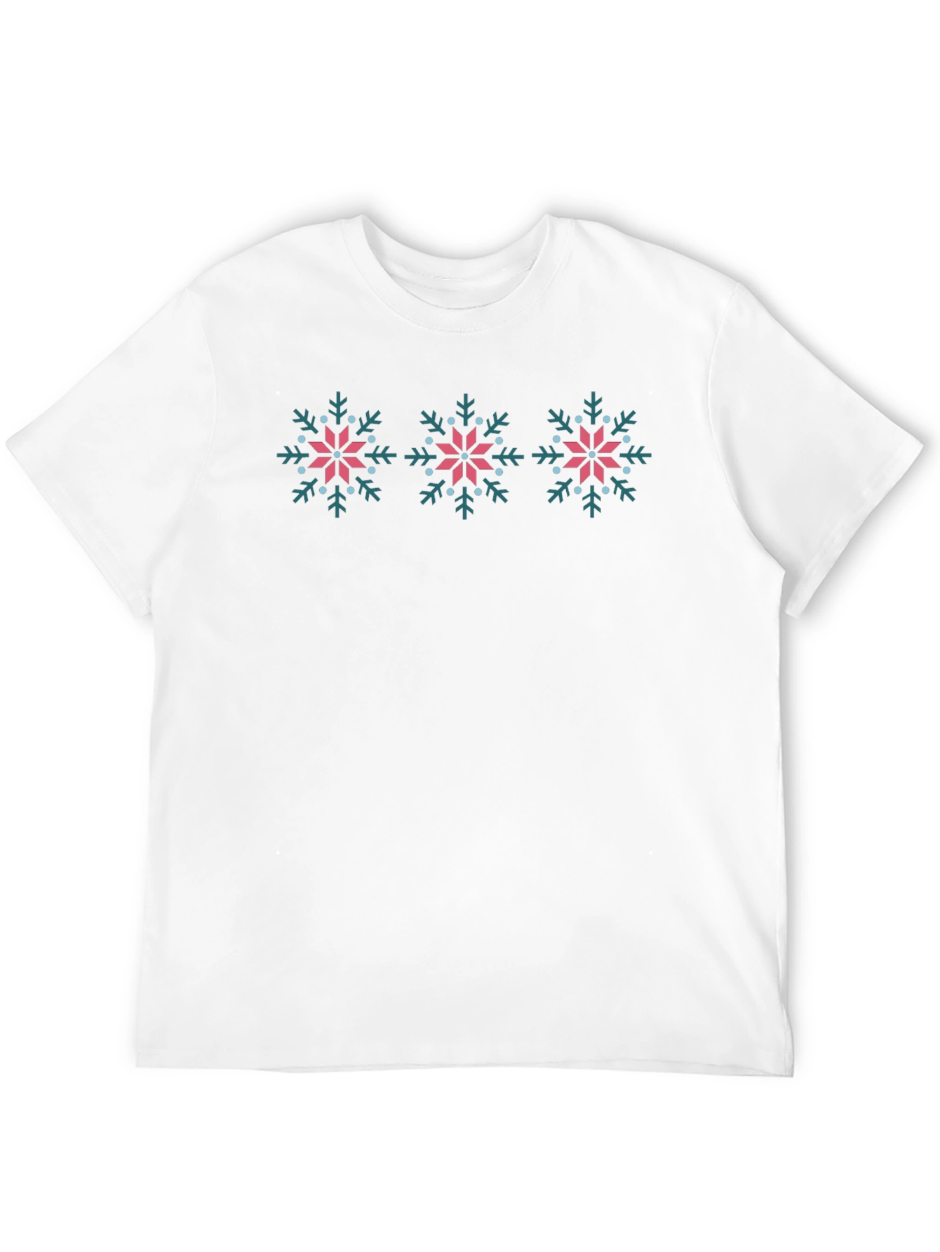 Black Snowflake Patterned Crew Neck T-Shirt view 12