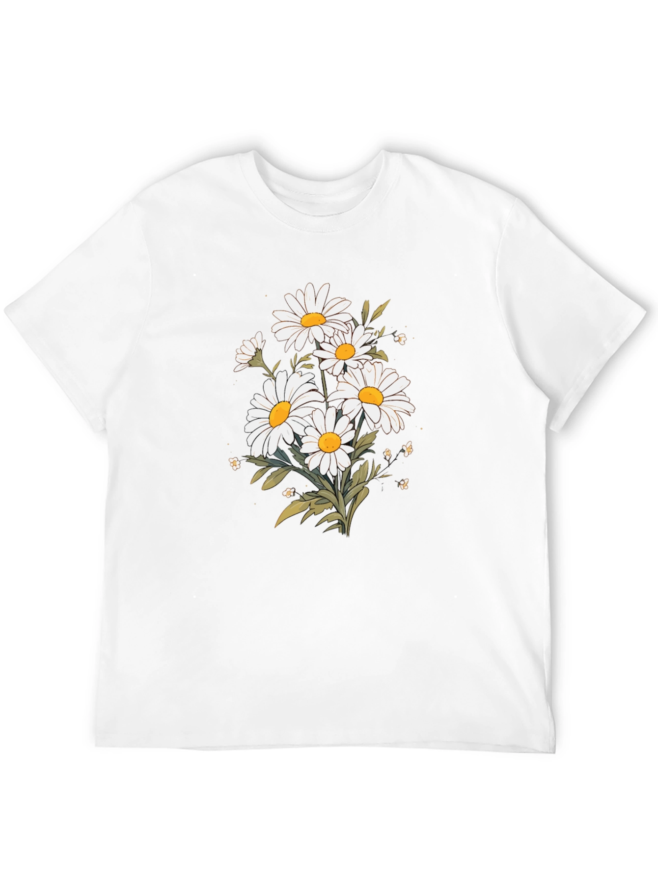 Black Daisy Flower Graphic T-Shirt - Black Cotton Tee view 12
