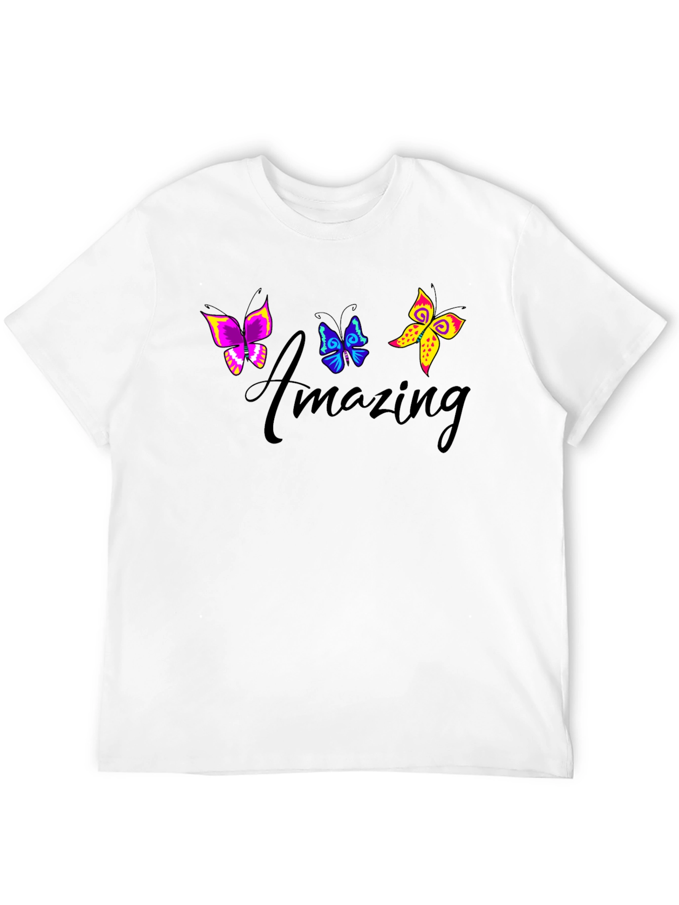 Black Amazing Butterfly Graphic Black T-Shirt view 12