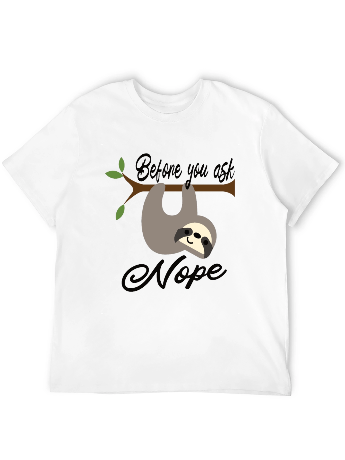 Black Sloth Nope T-Shirt Funny Graphic Tee view 12