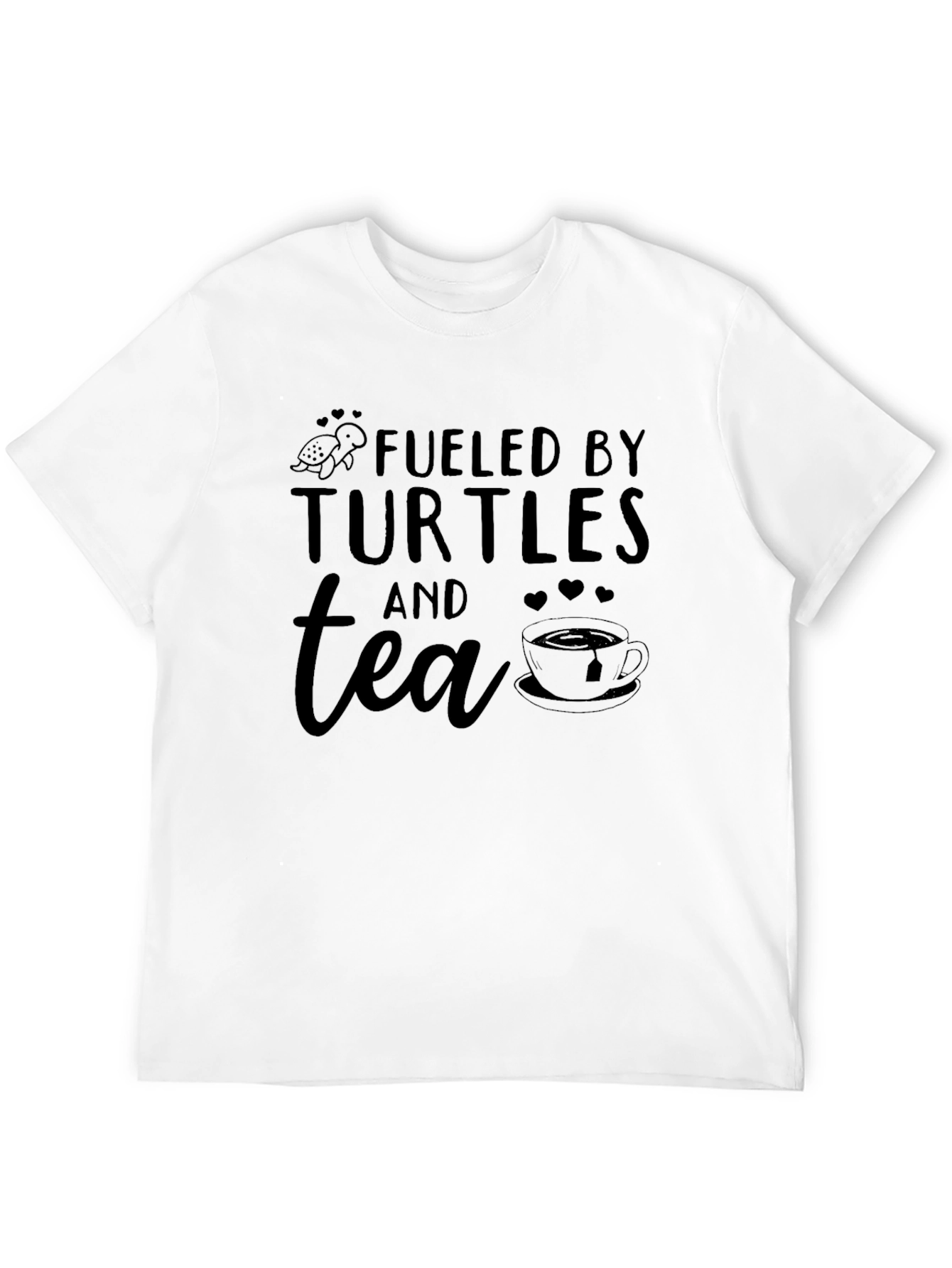 Black Fueled By Turtles and Tea Graphic T-Shirt view 12