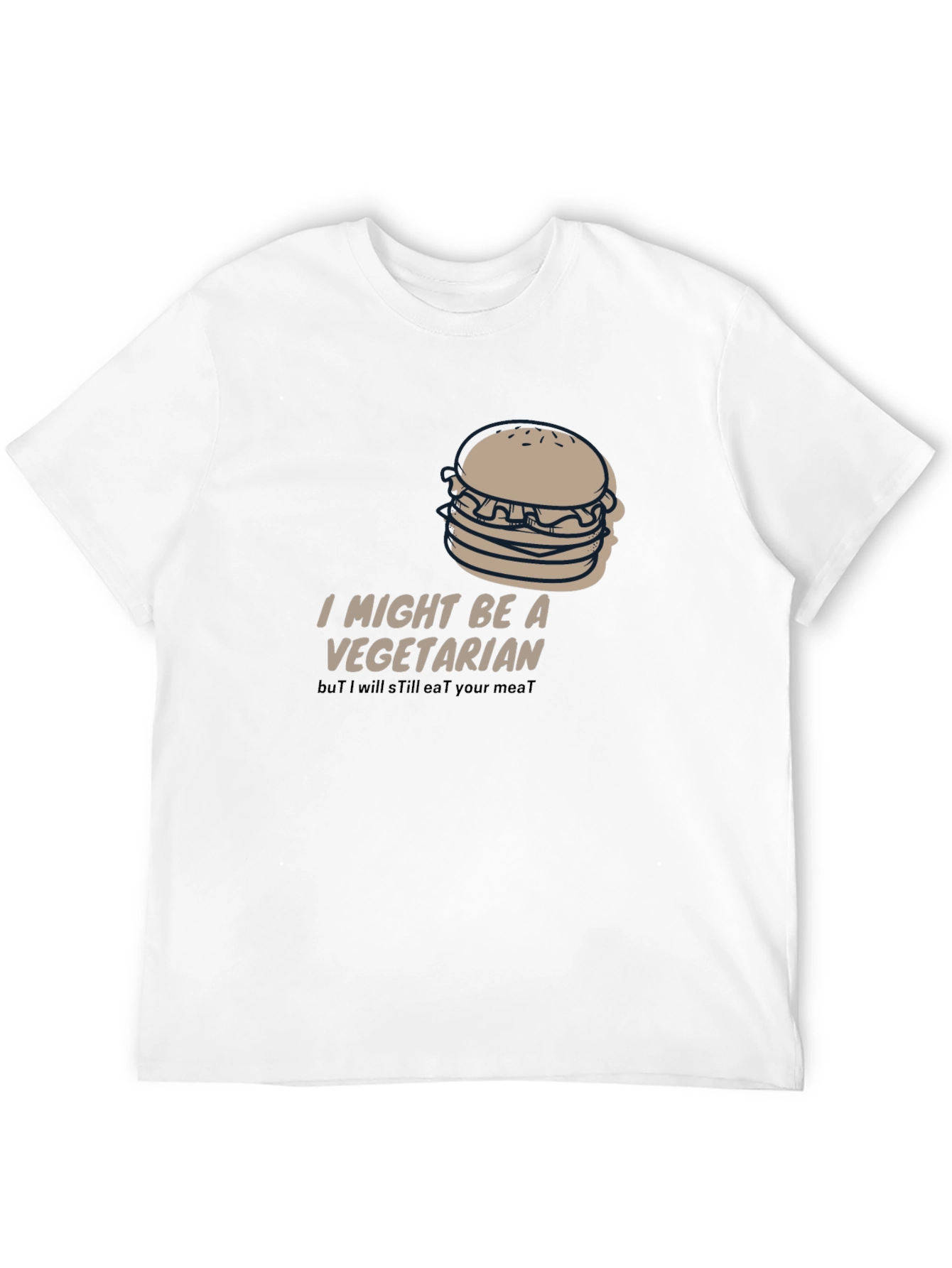 Black Vegetarian Humor Tee - Burger Design, Soft Fabric view 12