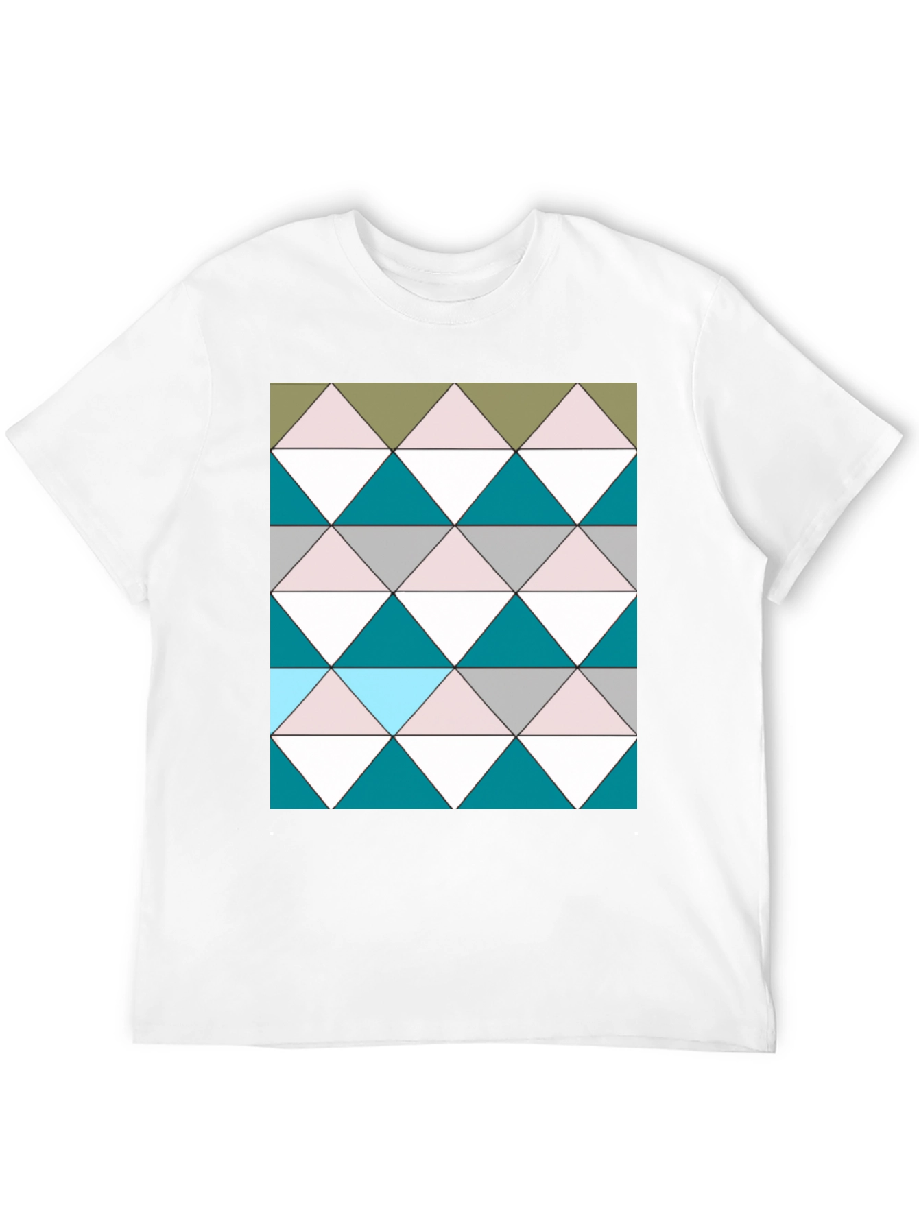 Black Geometric Triangle Pattern Black T-Shirt view 12