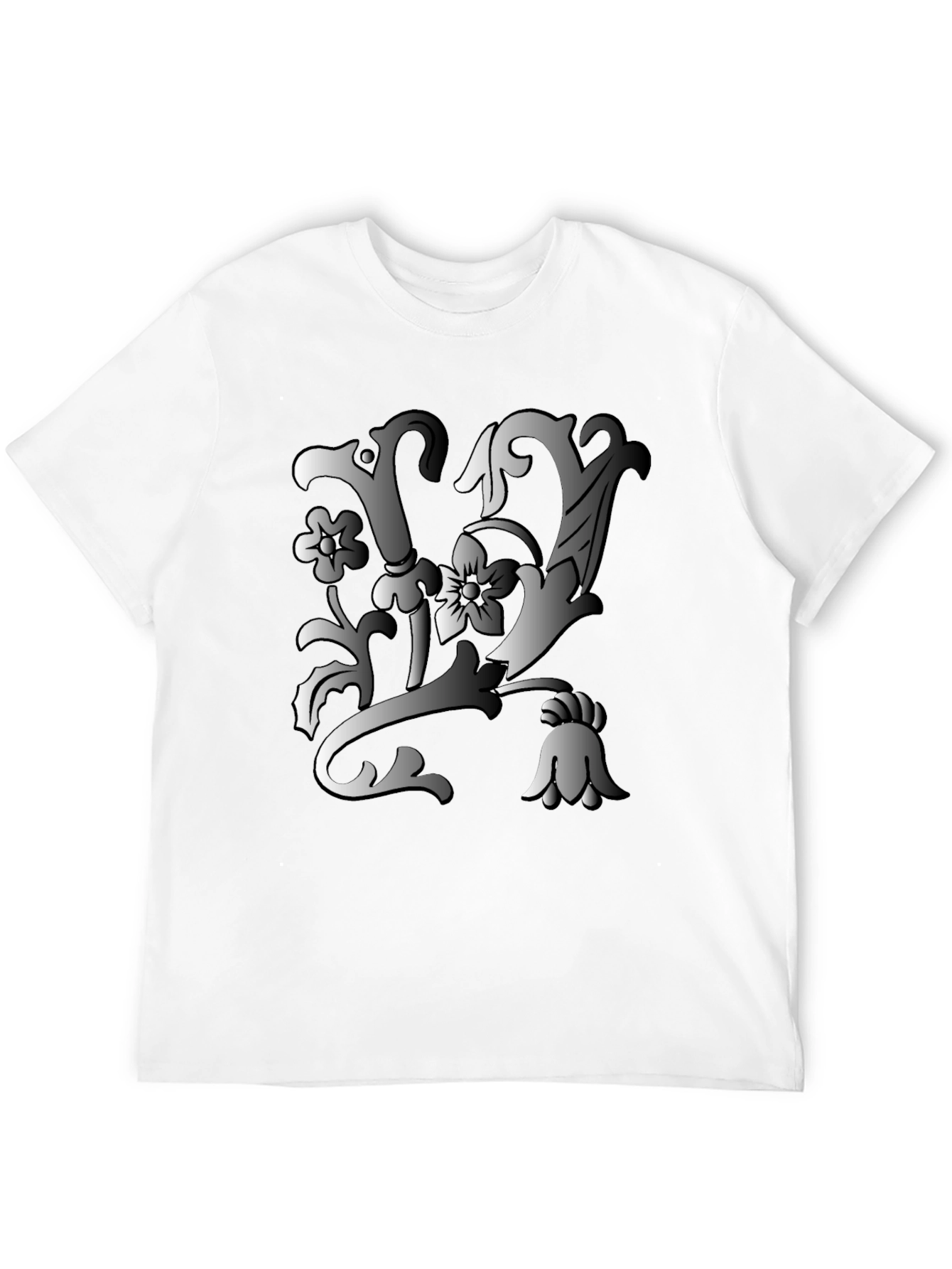 Black Floral Letter Tee - Black view 12