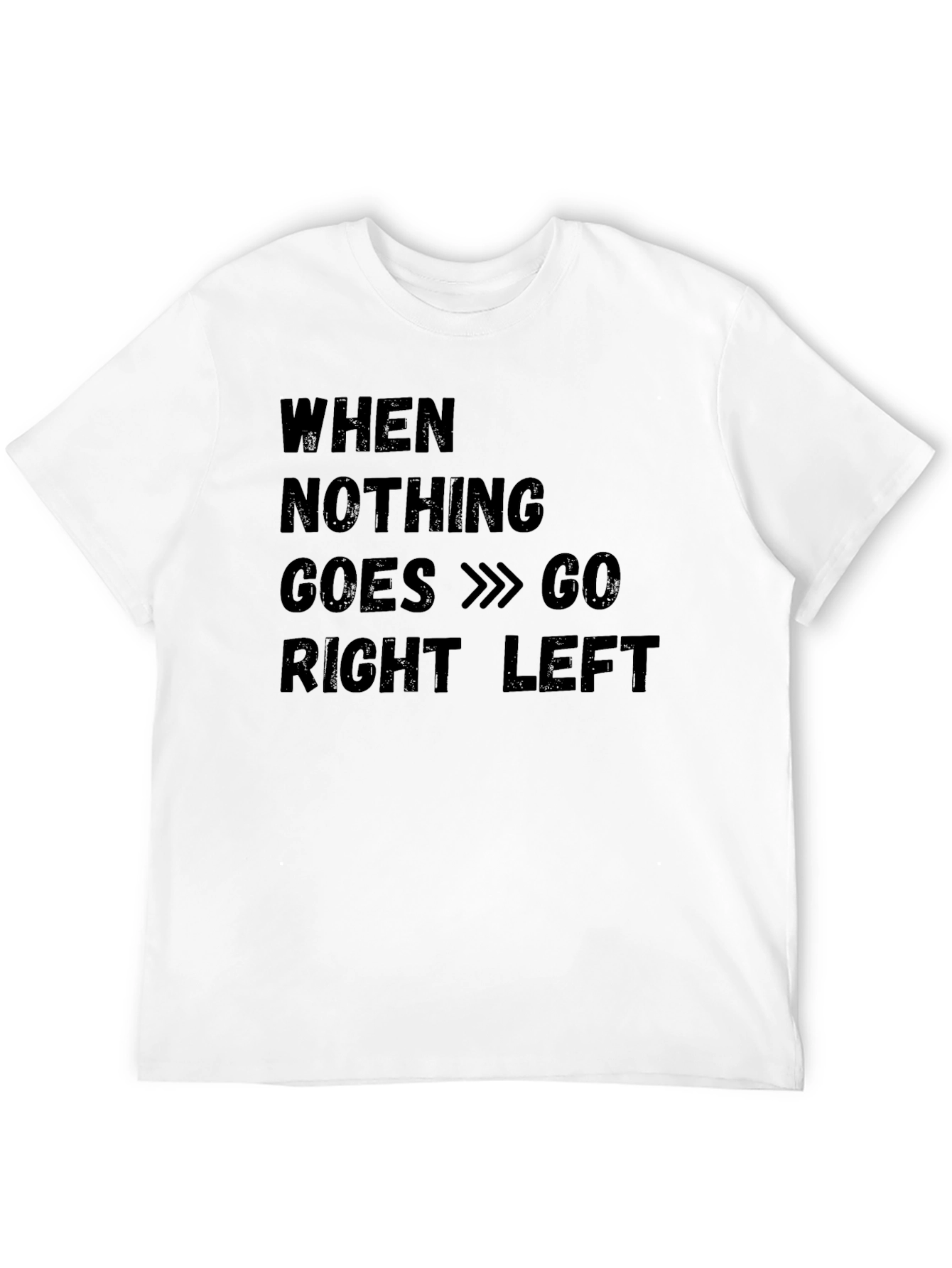 Black Funny "Go Right Left" Black Cotton T-Shirt view 12