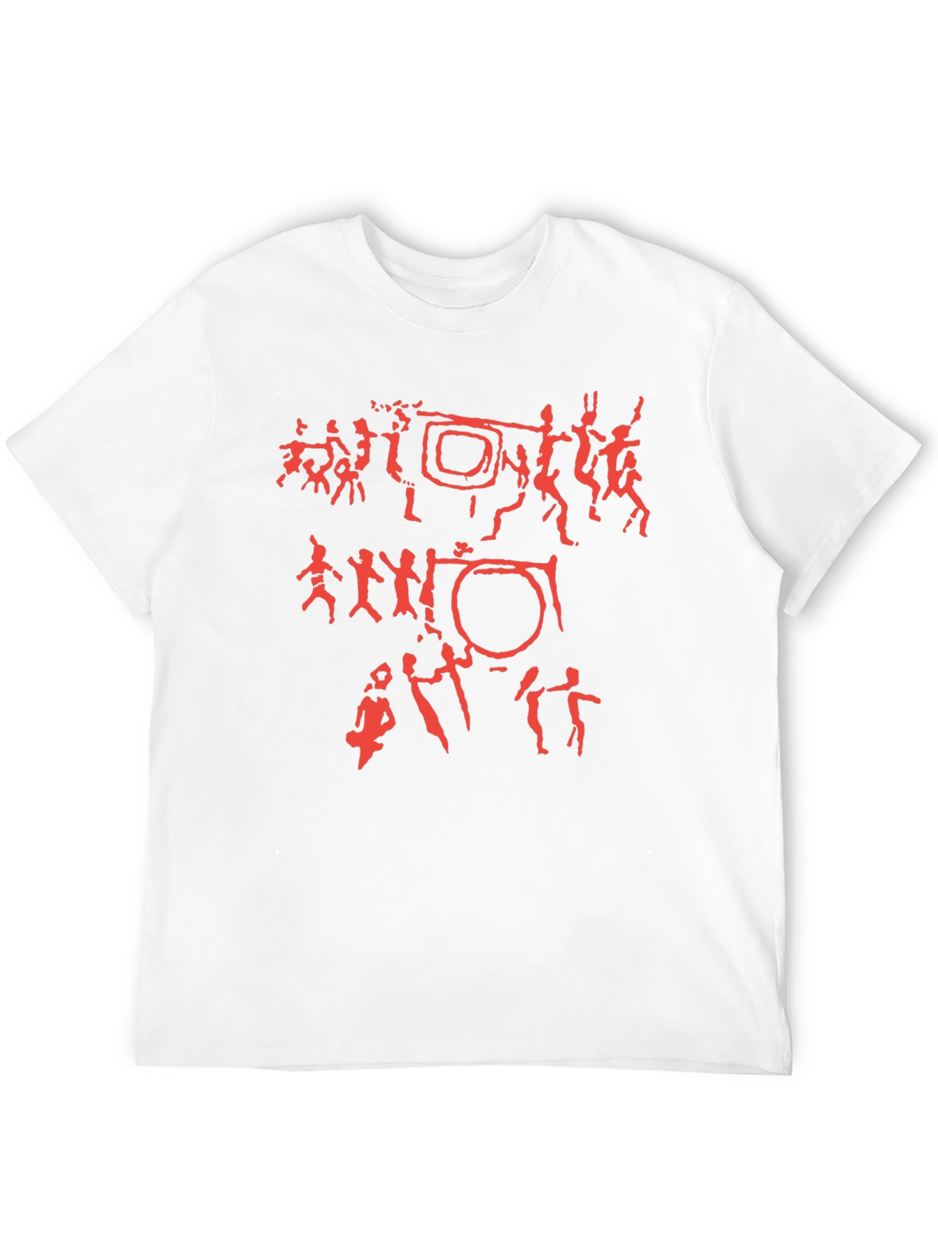 Black Red Pictogram Print Black Crew Neck T-Shirt view 12