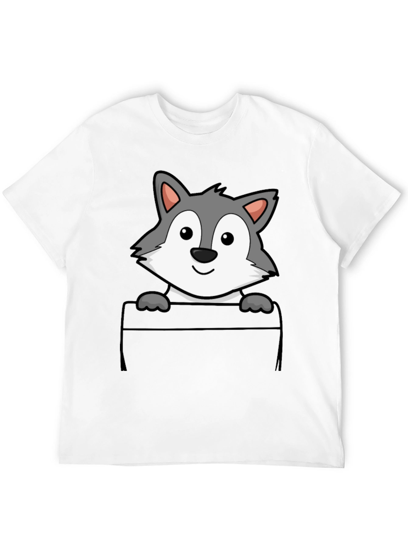 Black Cartoon Wolf Pocket Tee view 12