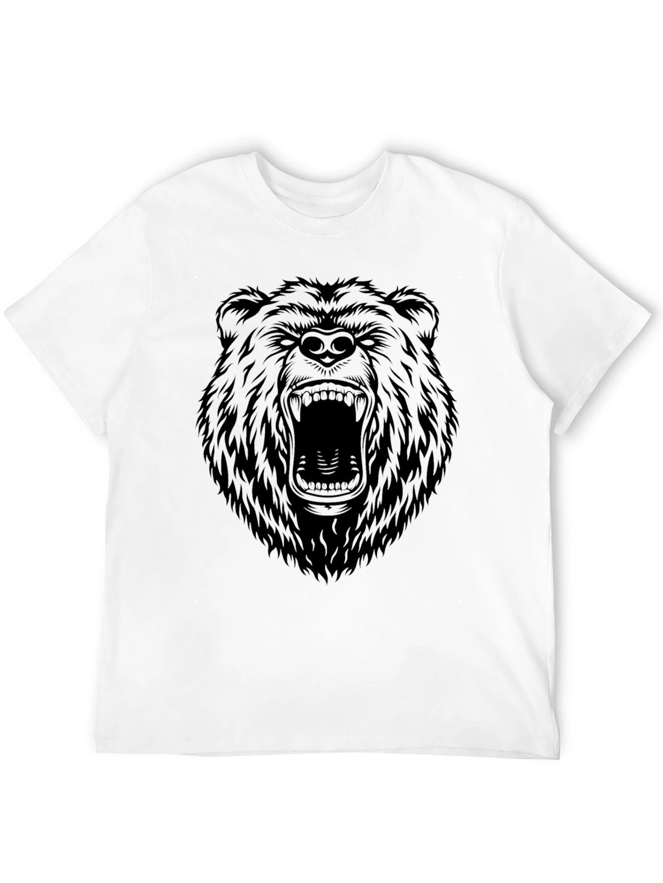 Black Men's Black T-Shirt with Roaring Bear Graphic view 12