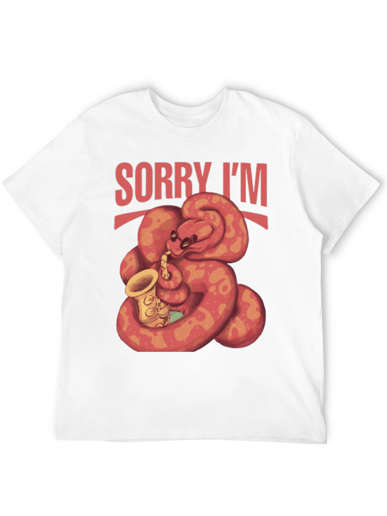 Black Sorry I'm Late Snake Saxophone T-Shirt view 12