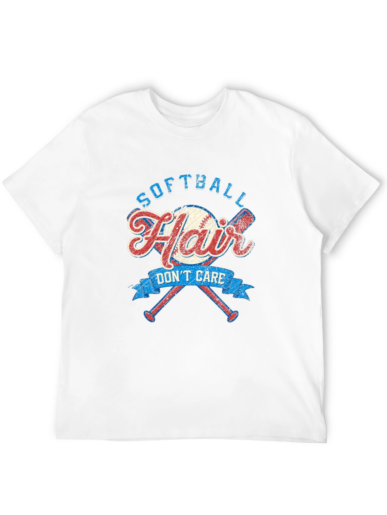 Black Softball Hair Don't Care Graphic Tee view 12