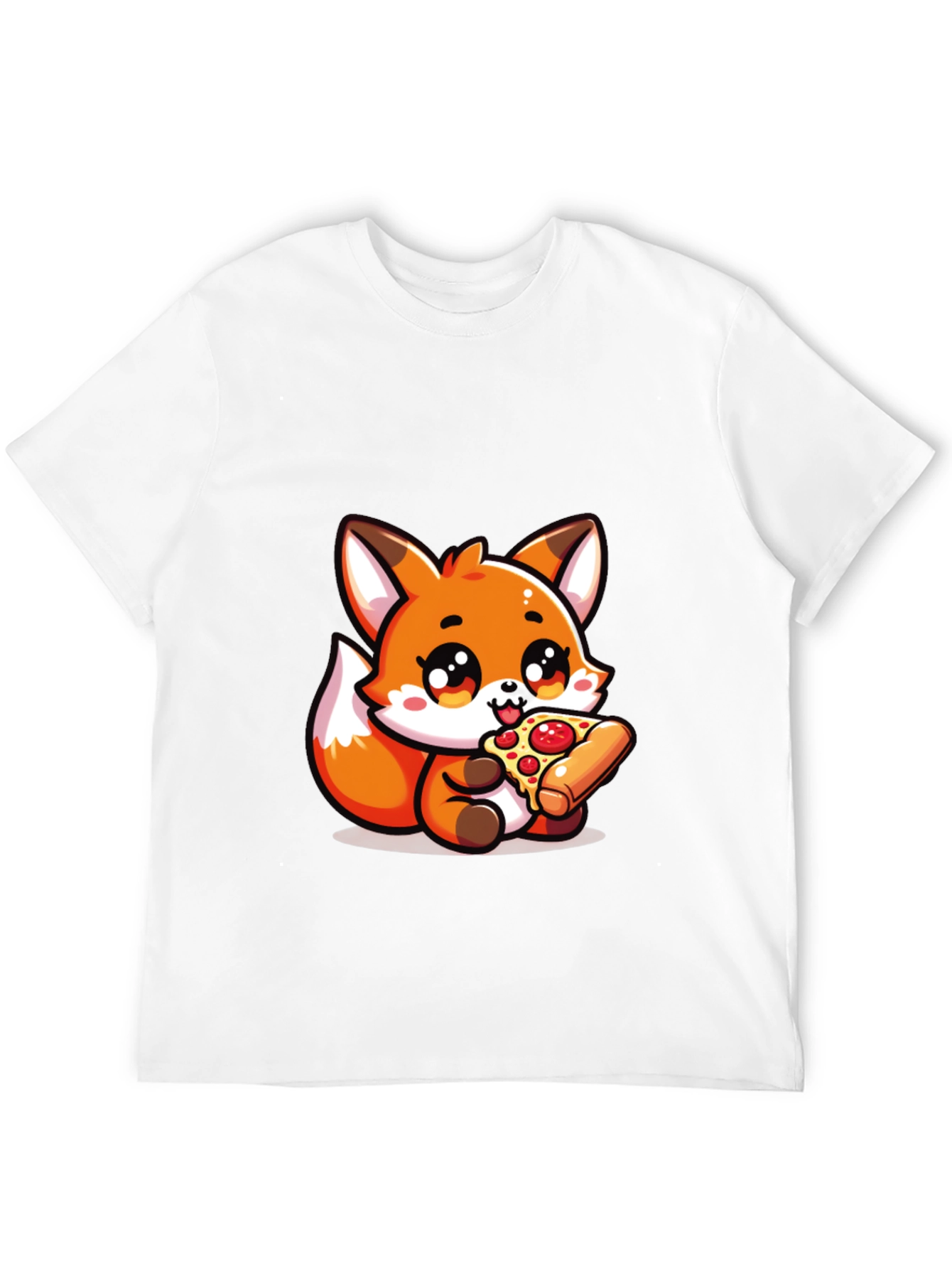 Black Cute Fox Pizza Lover Black T-Shirt view 12