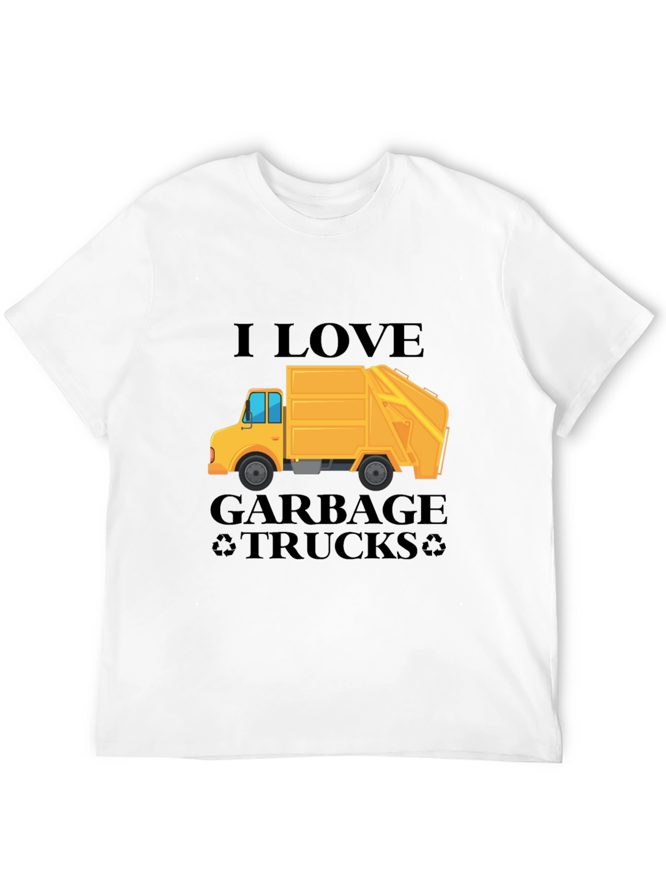 Black I Love Garbage Trucks T-Shirt - Black Crew Neck Tee view 12