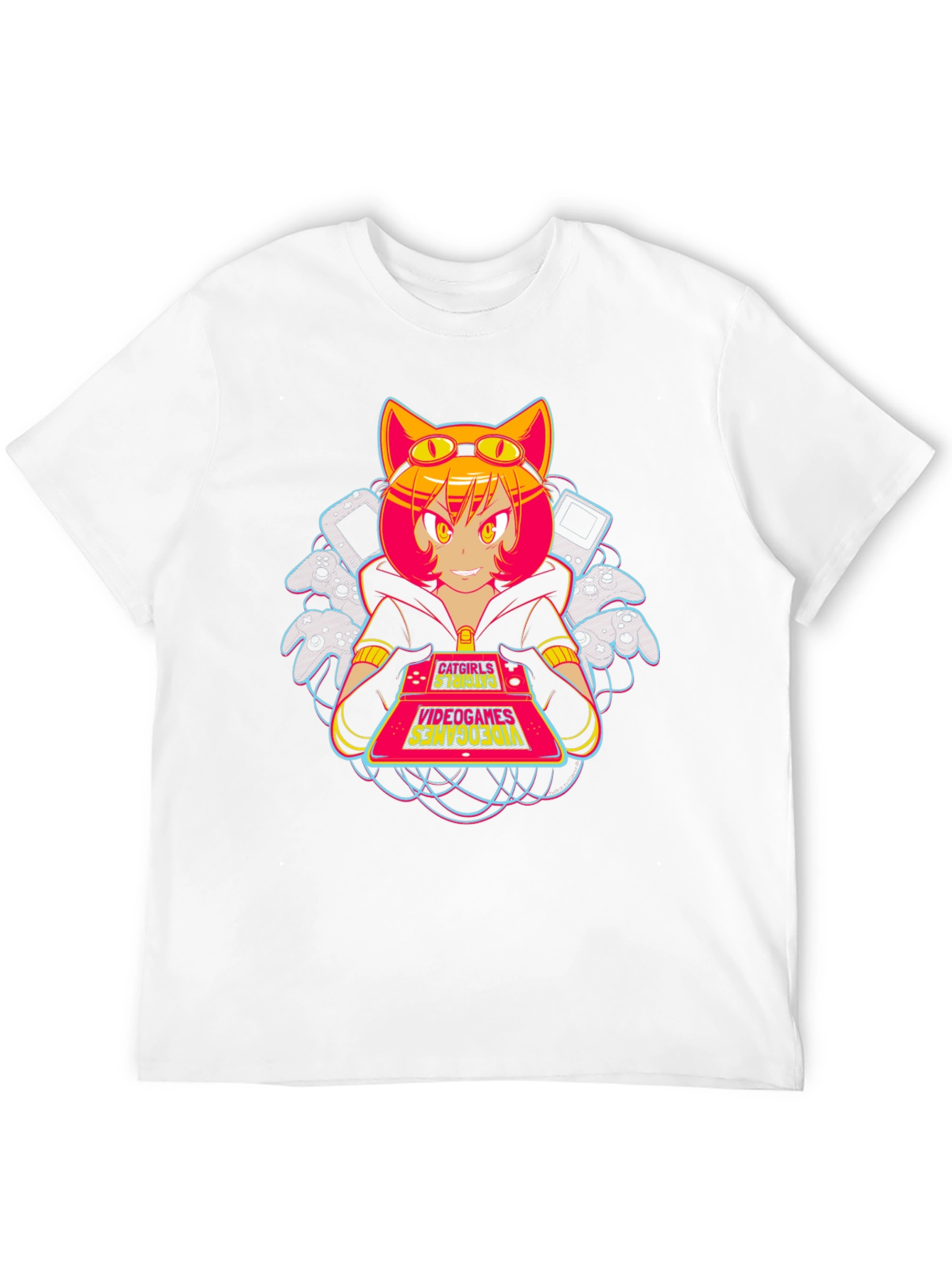 Black Anime Catgirl Gamer T-Shirt view 12