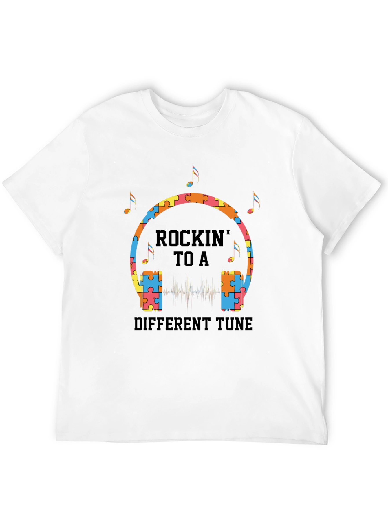 Black Rockin' to a Different Tune Autism Awareness T-Shirt view 12